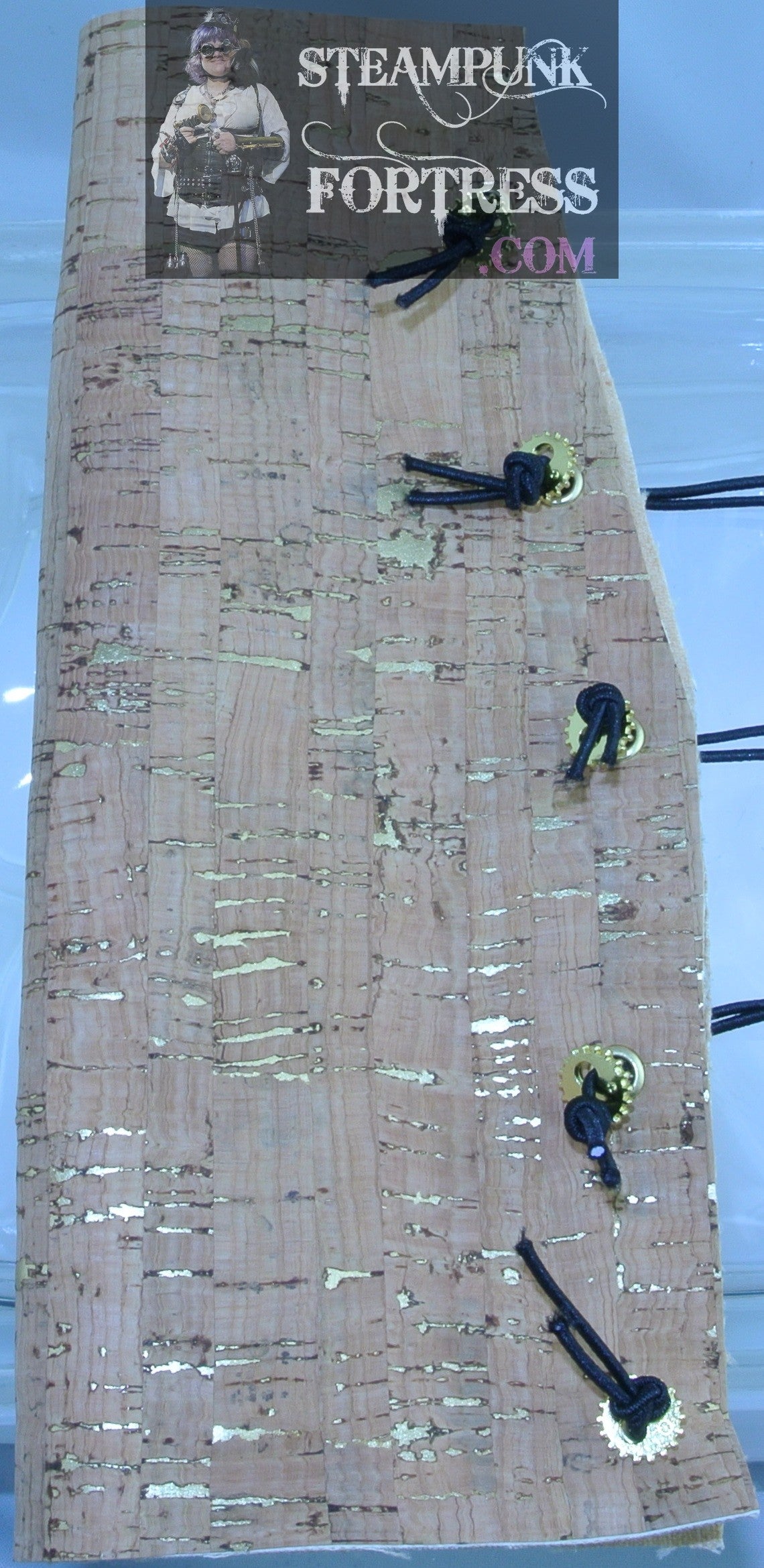 GAUNTLET CORK GOLD 2 HOLE WATCH CLOCK GEARS BRACER GAUNTLET STARR WILDE STEAMPUNK FORTRESS SET AVAILABLE BESPOKE CUSTOM SIZING AVAILABLE