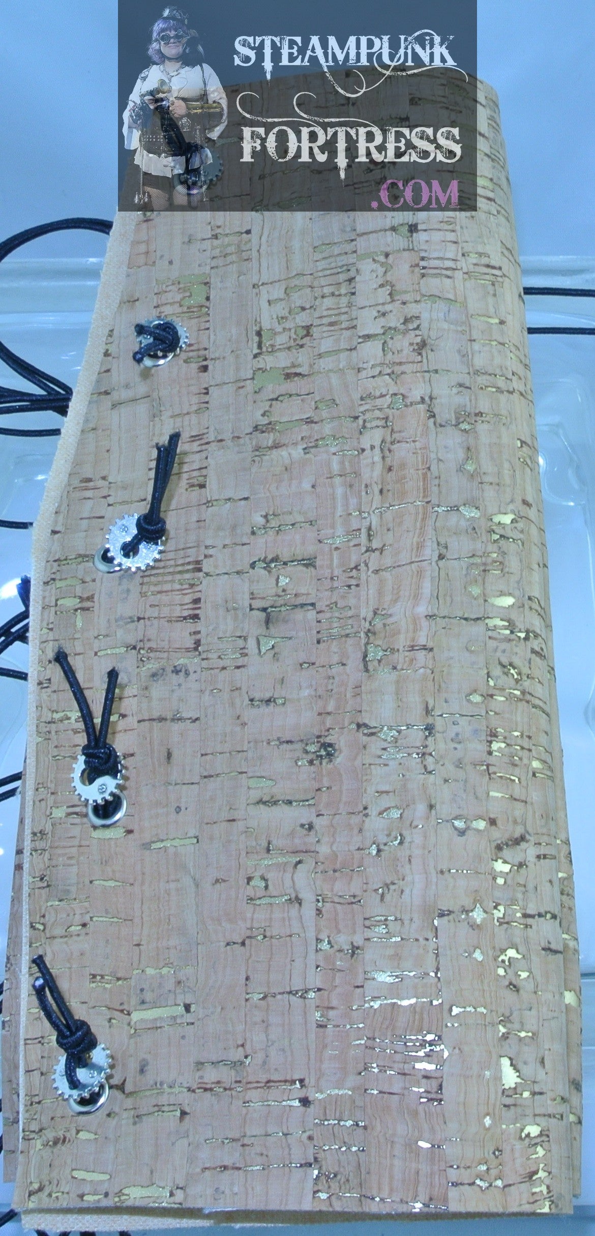 CORK SILVER 2 HOLE WATCH CLOCK GEARS BRACER GAUNTLET STARR WILDE STEAMPUNK FORTRESS SET AVAILABLE BESPOKE CUSTOM SIZING AVAILABLE