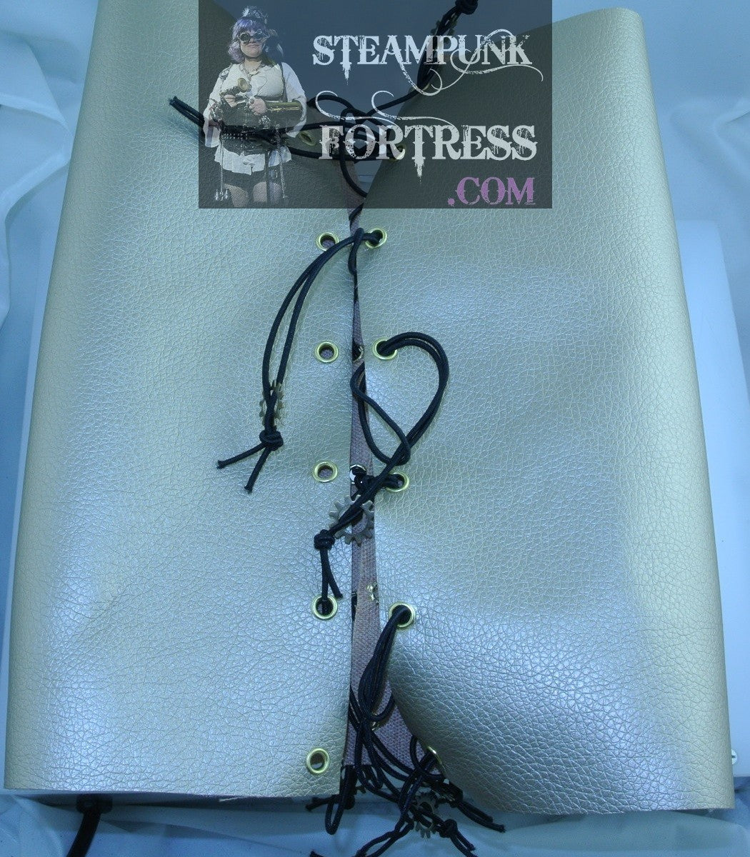 GOLD FAUX LEATHER VEGAN BRASS OPEN WATCH CLOCK GEAR BRACER GAUNTLET STARR WILDE STEAMPUNK FORTRESS SET AVAILABLE BESPOKE CUSTOM SIZING AVAILABLE