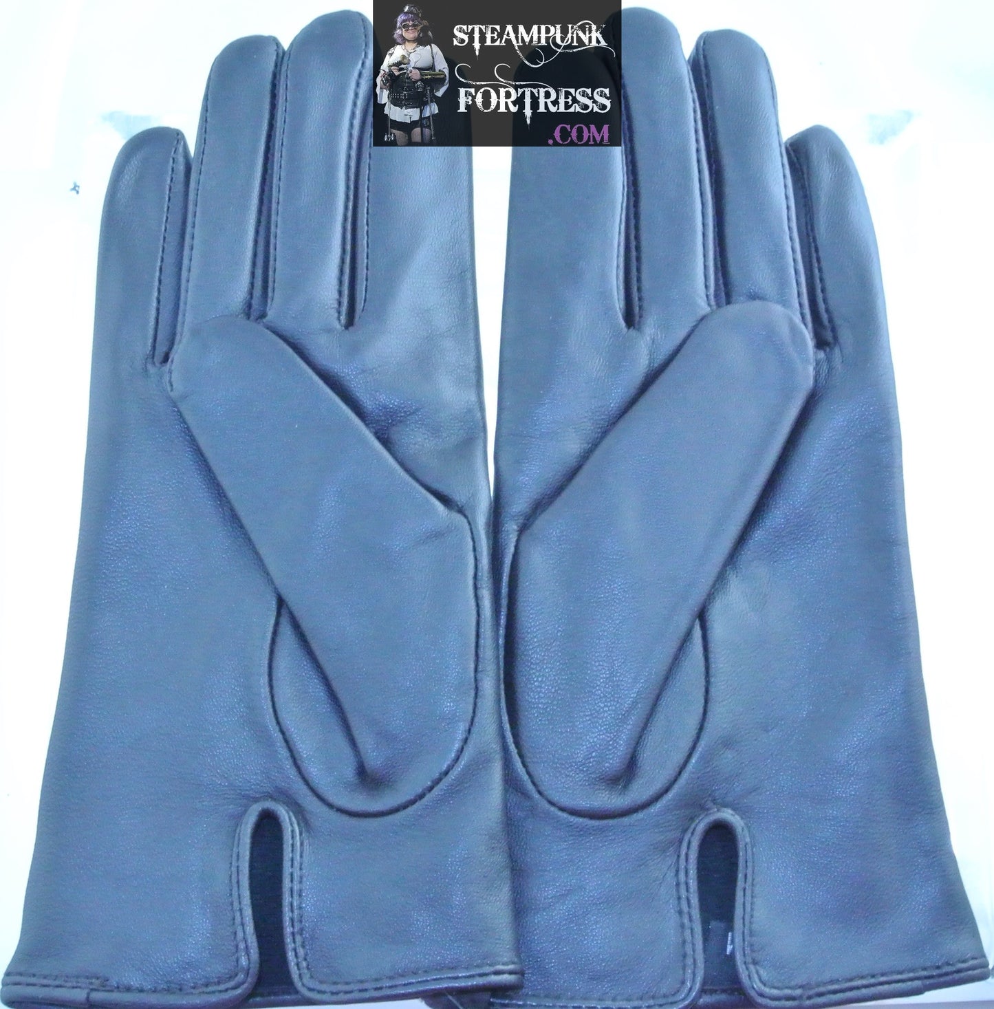 NEW DARK BROWN LEATHER GLOVES 3 ROWS GOLD STUDS SMALL MEDIUM REDFISH STARR WILDE STEAMPUNK FORTRESS