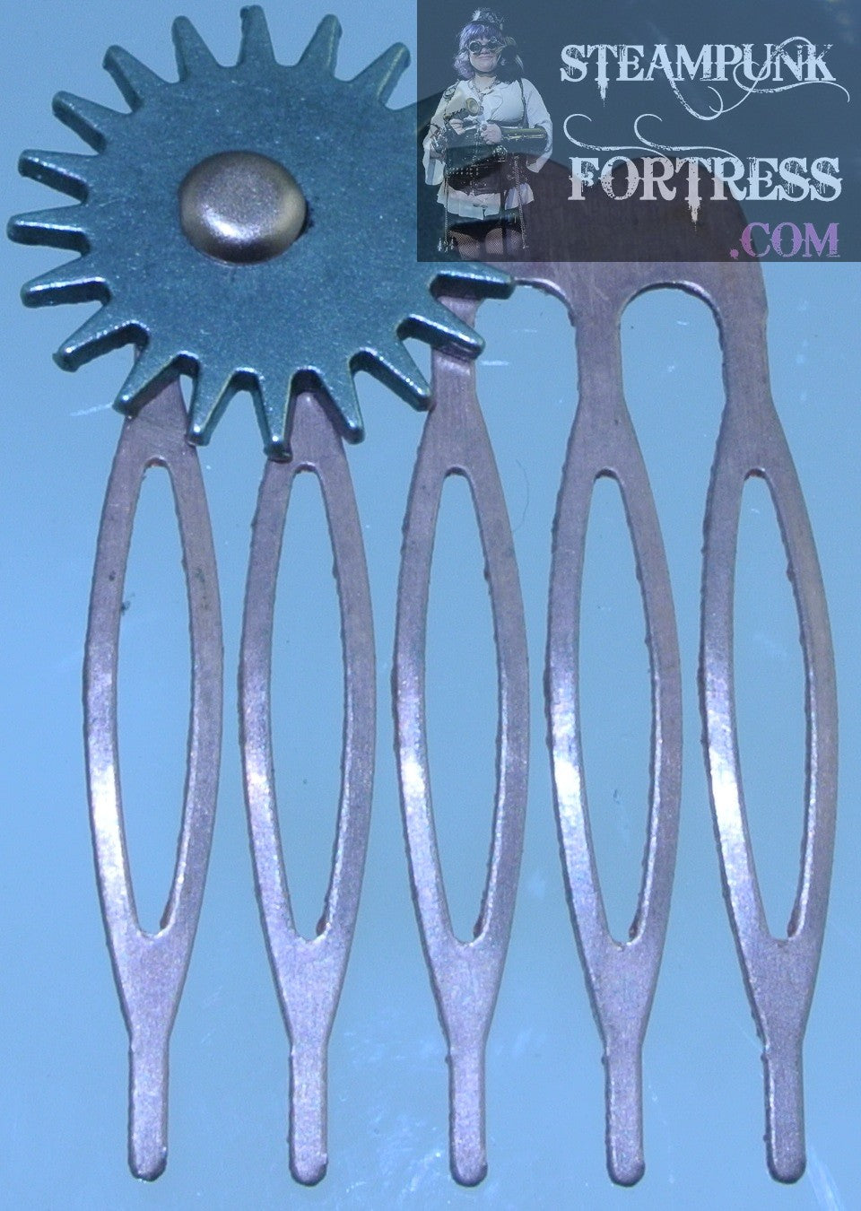 HAIR COMB COPPER KINETIC SPINNING SPINS GEAR WATCH CLOCK SILVER SOLID STARR WILDE STEAMPUNK FORTRESS