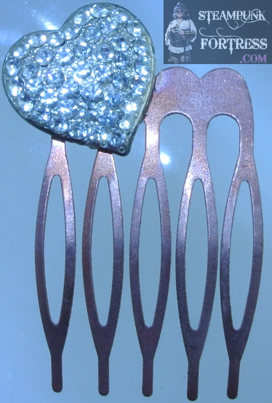 HAIR COMB COPPER RHINESTONE HEART STARR WILDE STEAMPUNK FORTRESS WEDDING VICTORIAN VINTAGE BRIDAL BRIDE