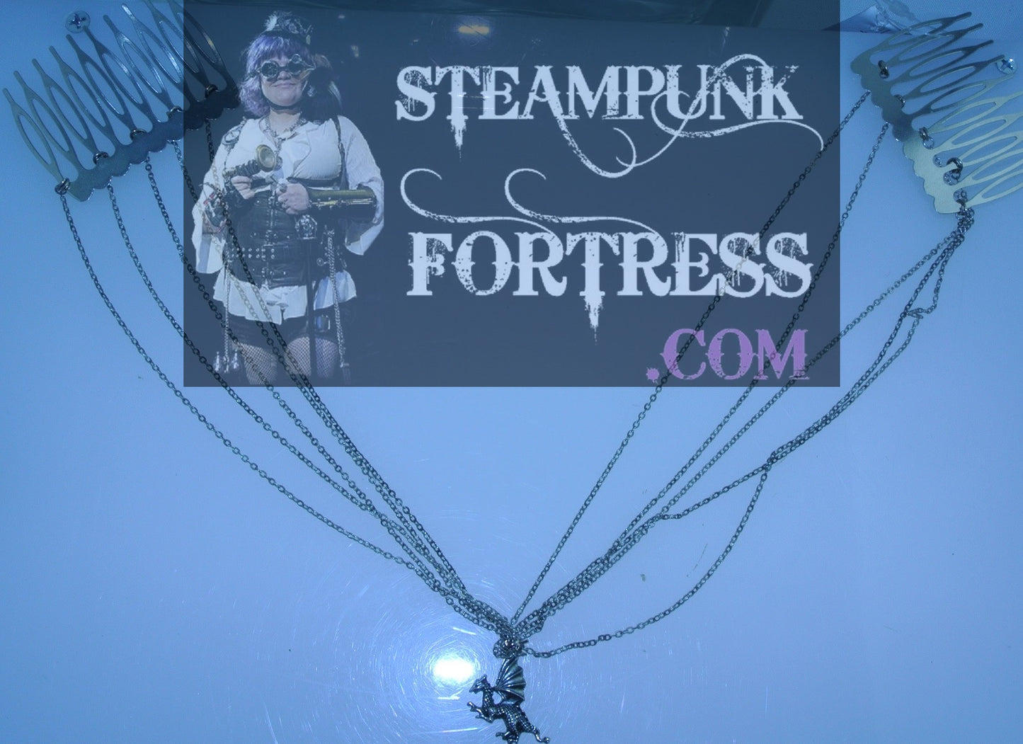 HAIR TIARA SILVER 5 CHAINS DRAGON SMALL FLYING HAIR COMBS STARR WILDE STEAMPUNK FORTRESS GAME OF THRONES MEDIEVAL RENAISSANCE