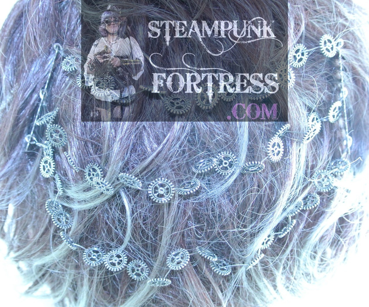 HAIR TIARA SILVER 3 STRANDS TINY GEARS SLIDE HAIR COMBS WATCH CLOCK STARR WILDE STEAMPUNK FORTRESS SLIDES SLIDERS SLIDING