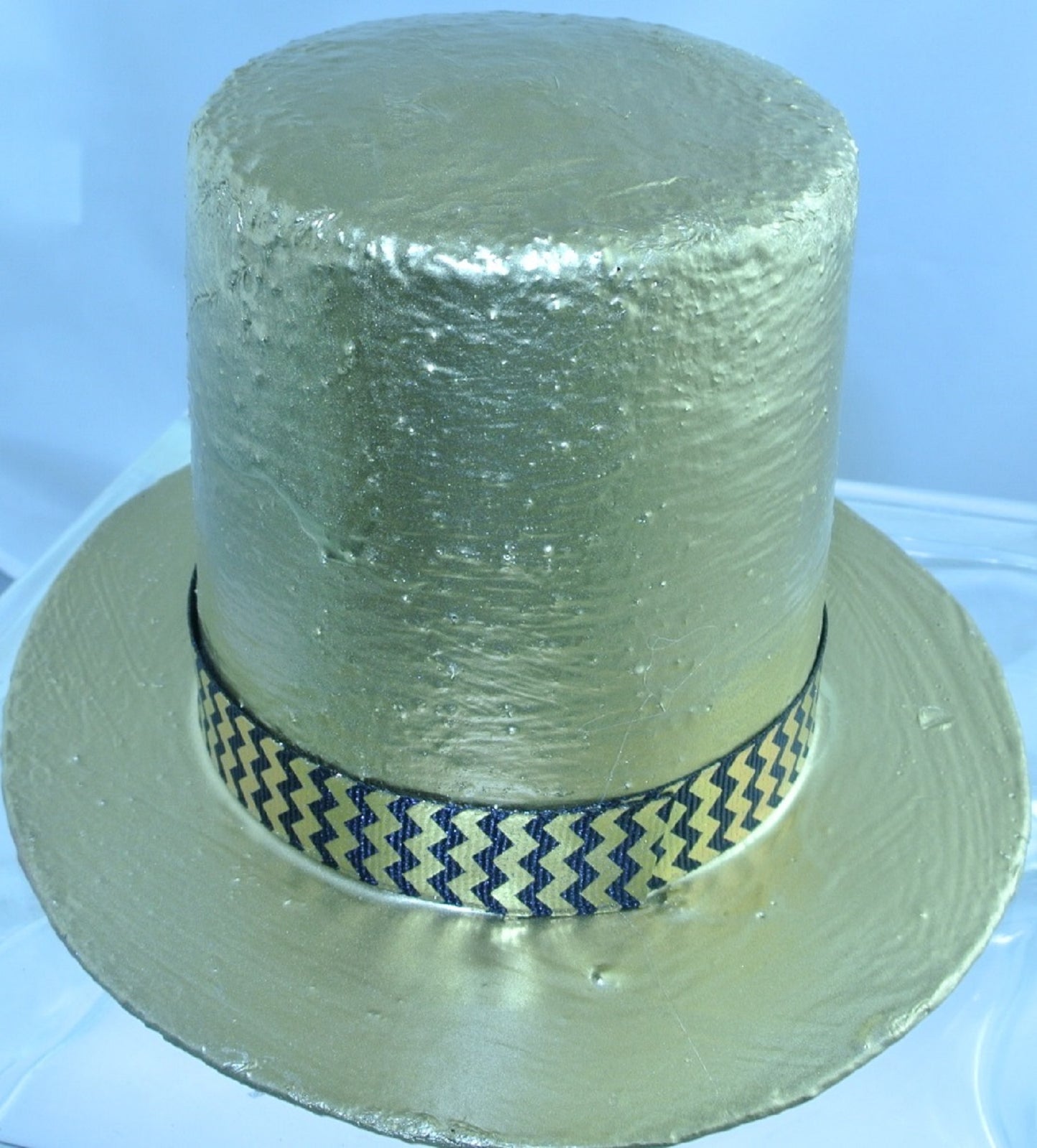 BRASS ROCKET FRONT GOLD BLACK ZIG ZAG RIBBON MEDIUM TALL MINI TOP HAT STARR WILDE STEAMPUNK FORTRESS