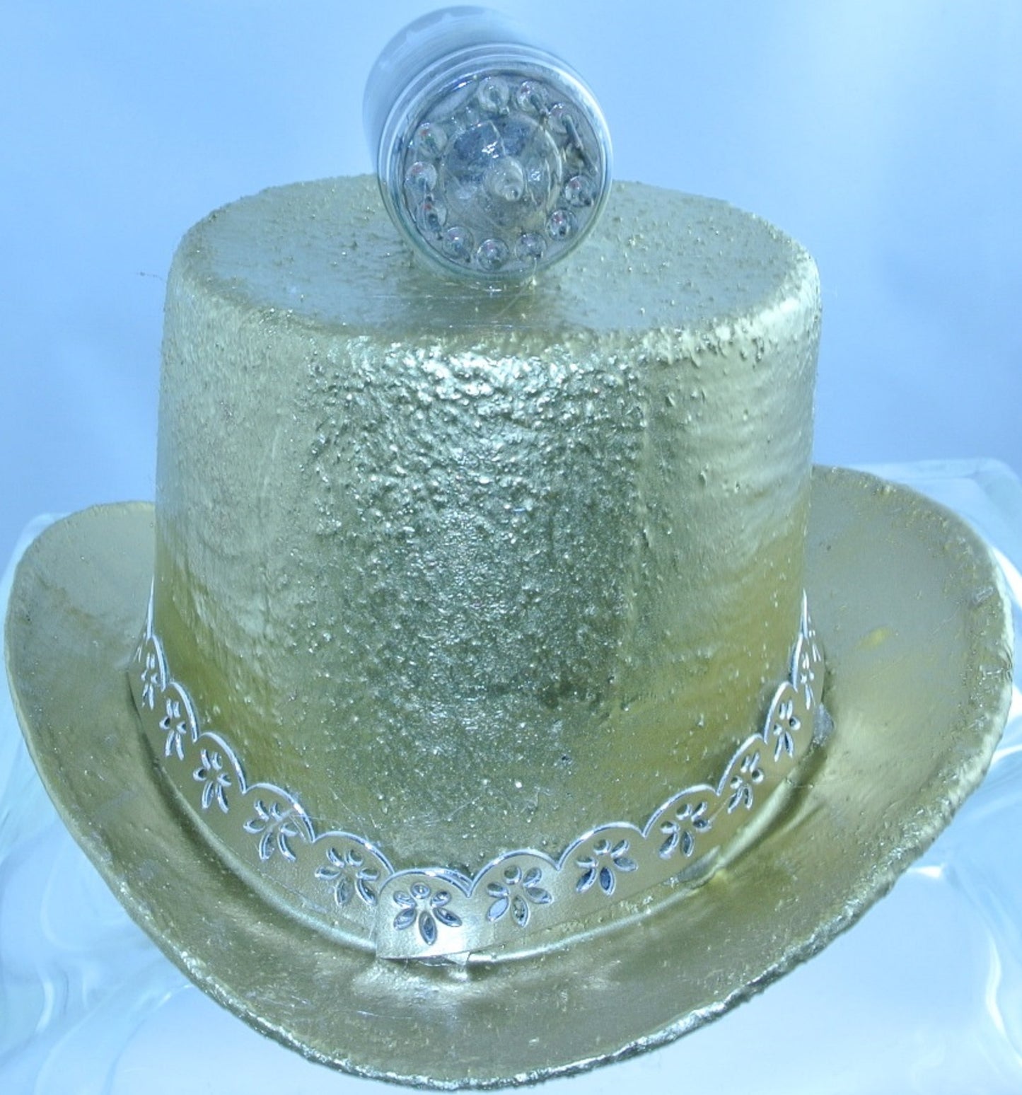 BRASS ROCKET TOP GOLD FAUX LEATHER CUTOUTS RIBBON BAND MEDIUM MINI TOP HAT STARR WILDE STEAMPUNK FORTRESS