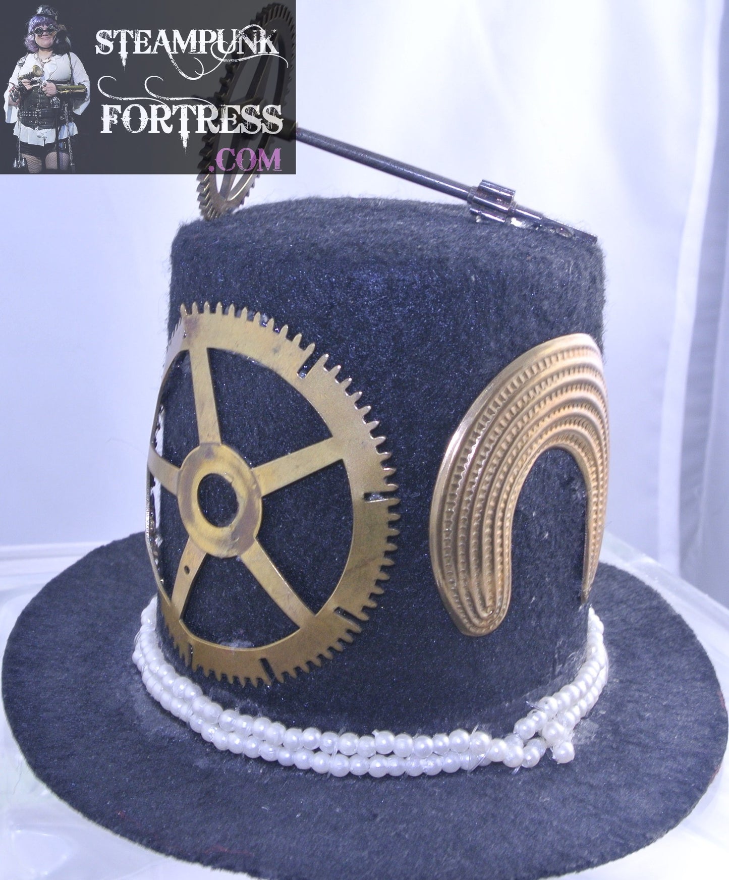 BLACK GOLD LIZARD HEART 2 XL EXTRA LARGE CLOCK WATCH GEARS HORSESHOE GEAR TOP PEARL BAND MEDIUM TALL MINI TOP HAT STARR WILDE STEAMPUNK FORTRESS