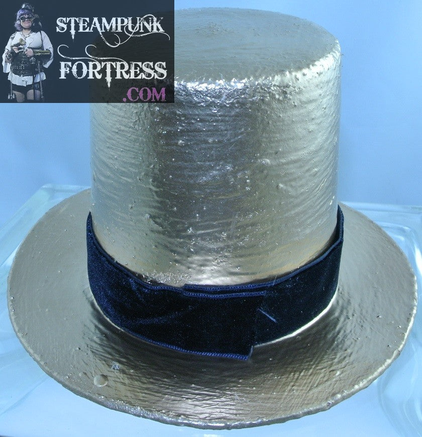 ROSE GOLD ROCKET FRONT BLACK VELVET RIBBON MEDIUM TALL MINI TOP HAT STARR WILDE STEAMPUNK FORTRESS