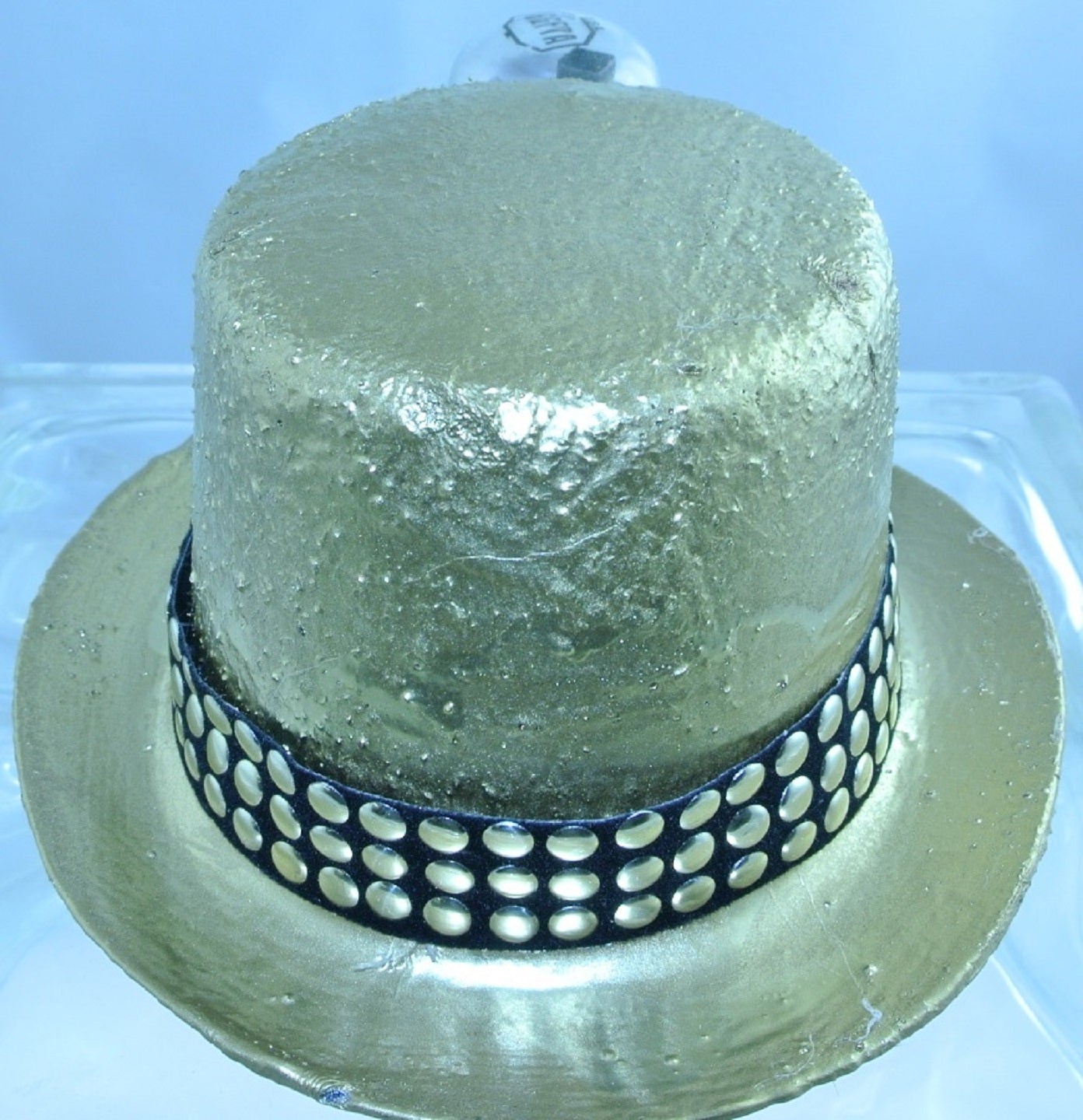 BRASS ROCKET FRONT BLACK 3 ROW GOLD STUDDED RIBBON SMALL MINI TOP HAT STARR WILDE STEAMPUNK FORTRESS