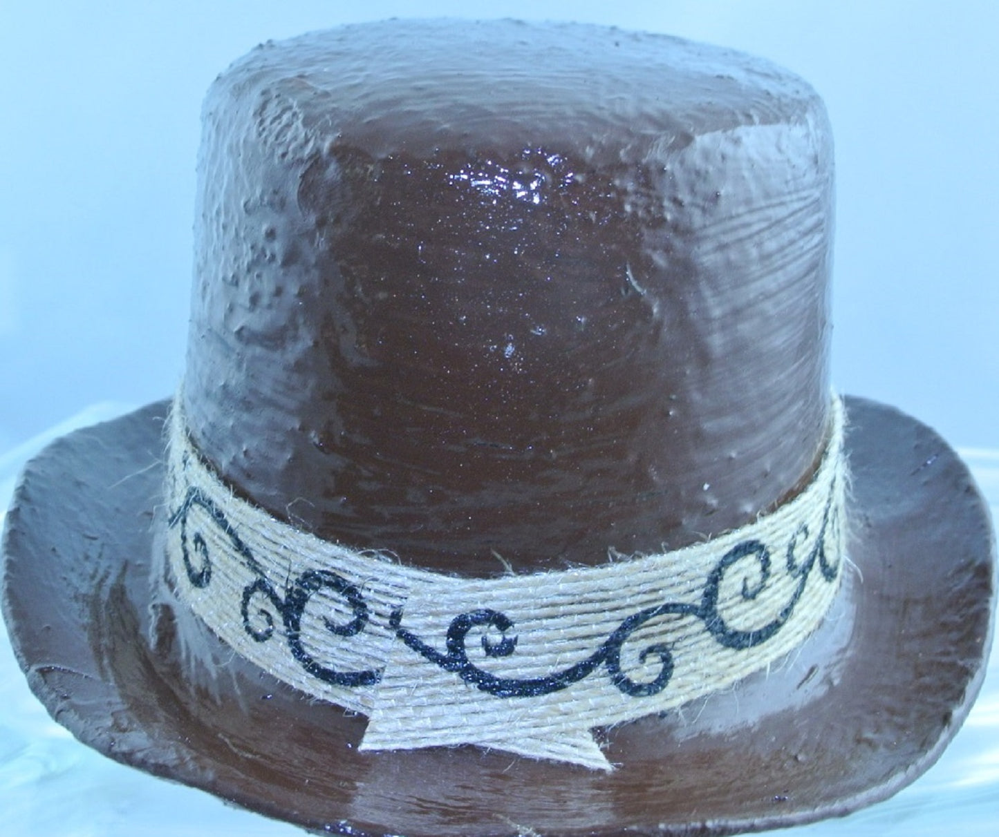 BROWN ROCKET FRONT BURLAP JUTE SWIRL RIBBON BAND SMALL MINI TOP HAT STARR WILDE STEAMPUNK FORTRESS