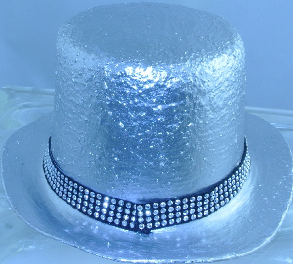 SILVER CLOCK WATCH FACE DIAL 3 ARM SILVER KINETIC SPINNIG SPINS PROPELLER BLACK SILVER 4 ROW STUDDED RIBBON BAND SMALL MINI TOP HAT STARR WILDE STEAMPUNK FORTRESS