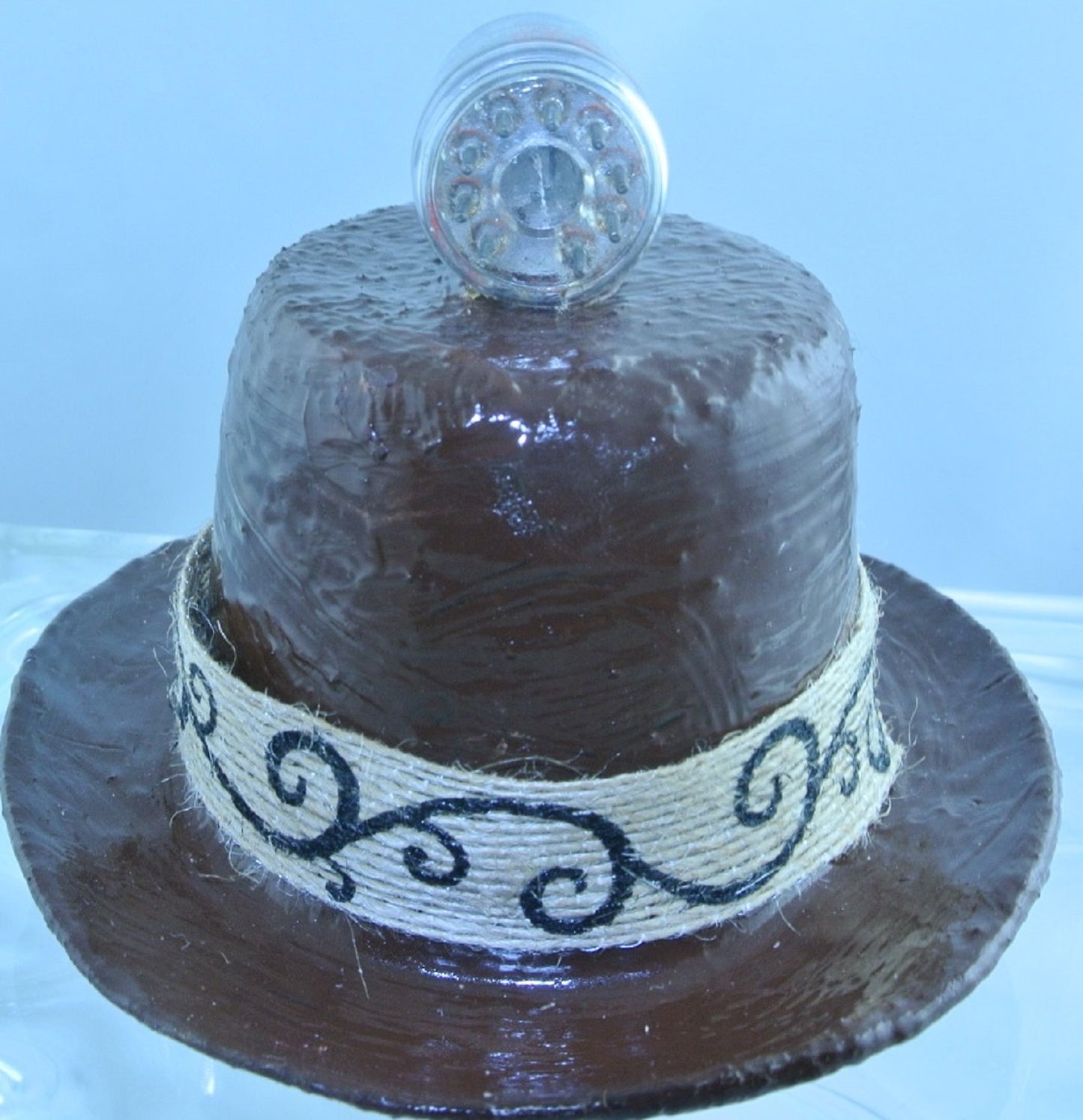 BROWN ROCKET TOP BURLAP JUTE SWIRL RIBBON BAND XS EXTRA SMALL MINI TOP HAT STARR WILDE STEAMPUNK FORTRESS