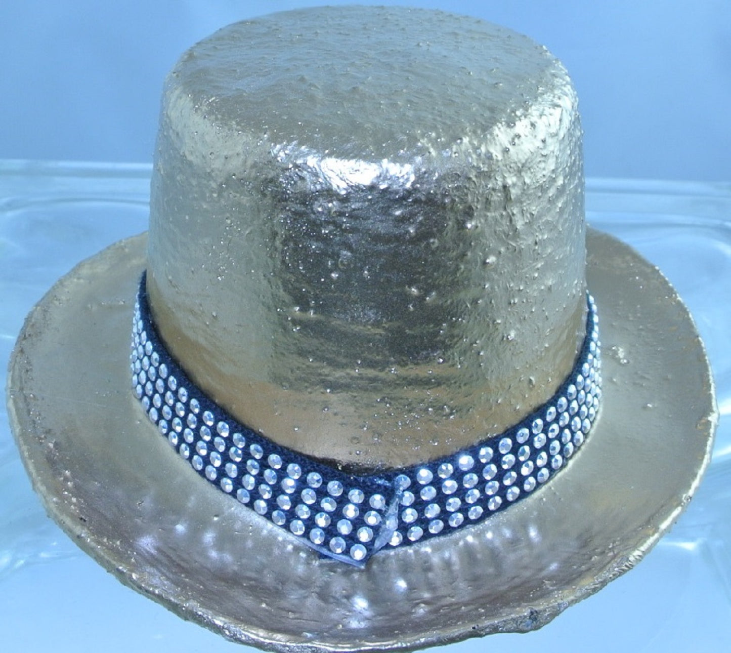 ROSE GOLD BULLET FRONT BLACK SILVER 4 ROW STUDDED RIBBON BAND XS EXTRA SMALL MINI TOP HAT STARR WILDE STEAMPUNK FORTRESS