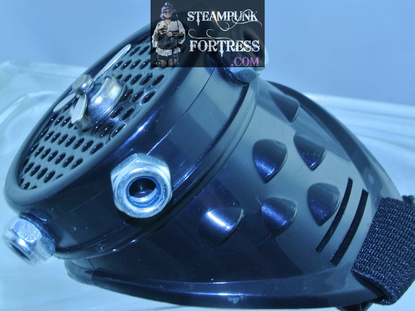 MONOCLE BLACK MESH INSERT SILVER KINETIC SPINS SPINNING PROPELLER STUDDED GOGGLES STARR WILDE STEAMPUNK FORTRESS
