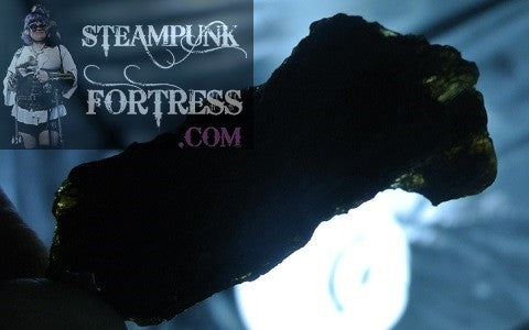 SILVER TEKTITE METEORITE FOCAL #14 SILVER 4 ARM GEAR GEMSTONE NECKLACE 2 SIDED REVERSIBLE STARR WILDE STEAMPUNK FORTRESS