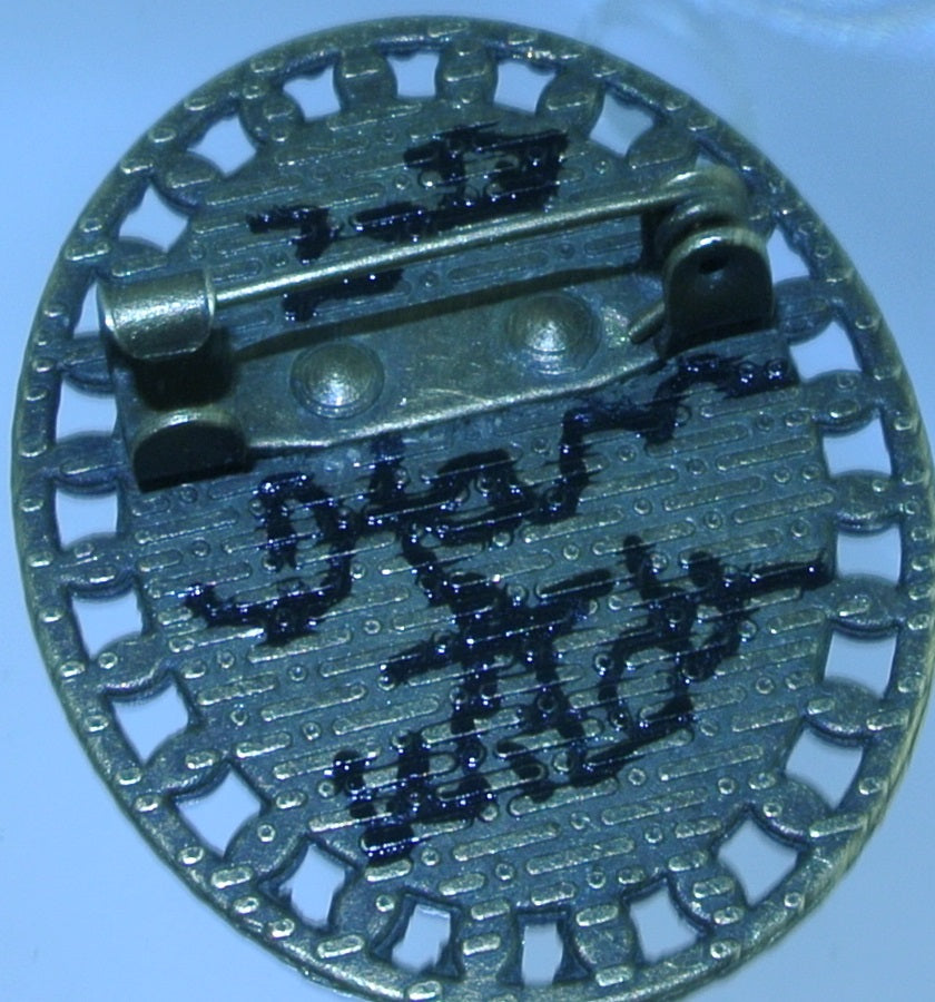 BRASS AMAZONITE GEMSTONE OVAL PIN BROOCH STARR WILDE STEAMPUNK FORTRESS