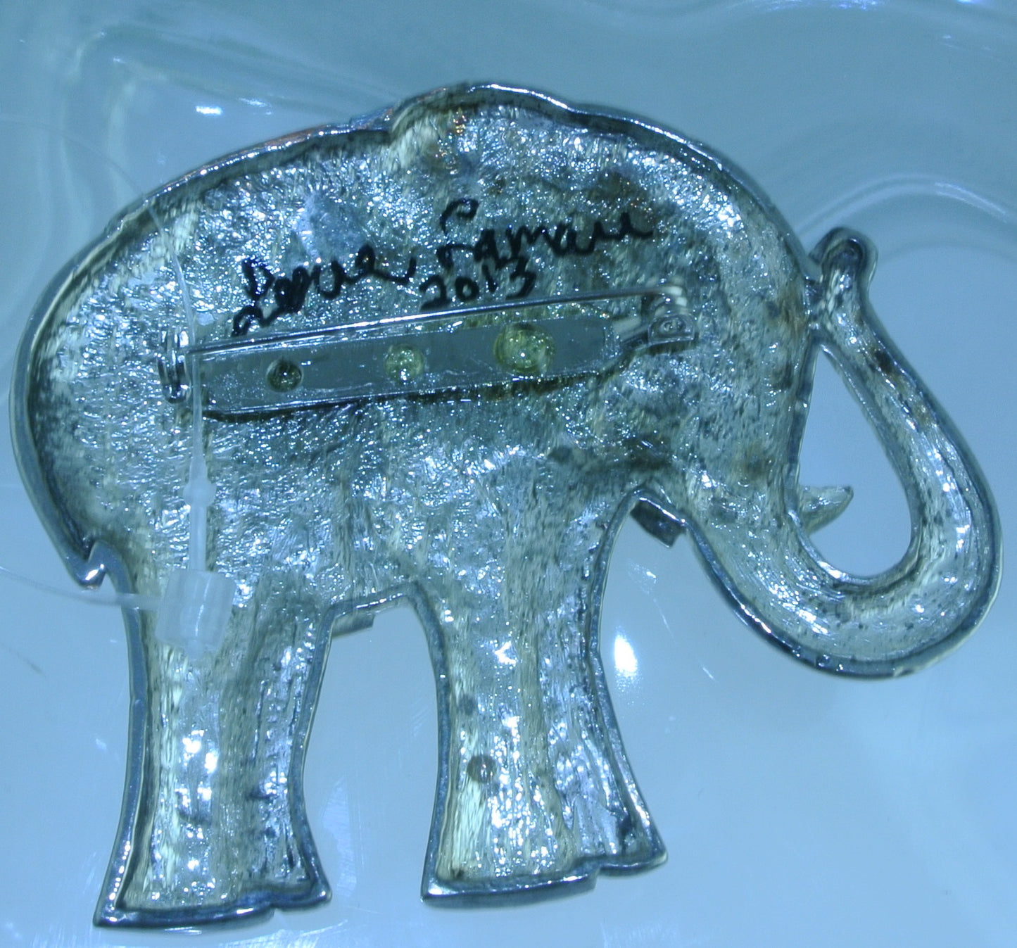 SILVER ELEPHANT GOLD PIN BROOCH STARR WILDE STEAMPUNK FORTRESS ONYX GEMSTONE EYE