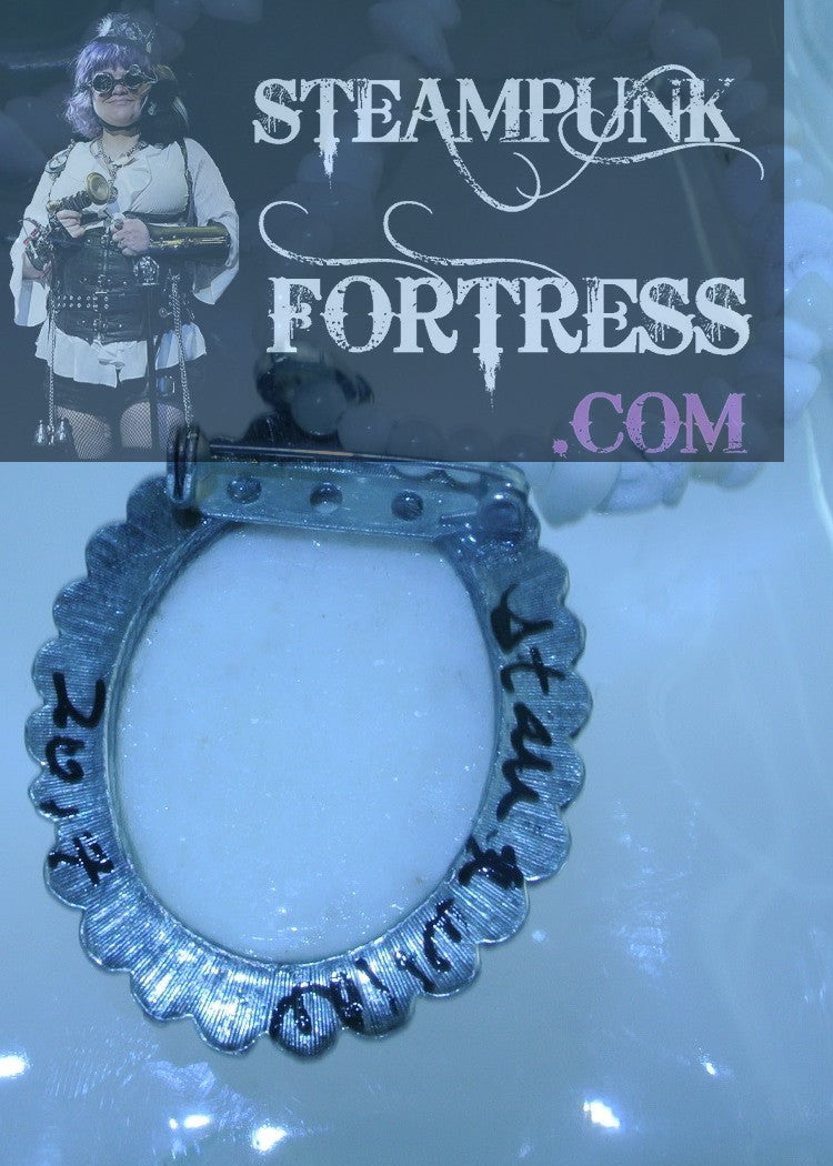 PIN BROOCH SILVER QUARTZ SNOW GEMSTONES STONES FOCAL CHIPS ROUNDS SILVER TH OPEN WATCH CLOCK GEAR NECKLACE MULTI USE VERSATILE STARR WILDE STEAMPUNK FORTRESS