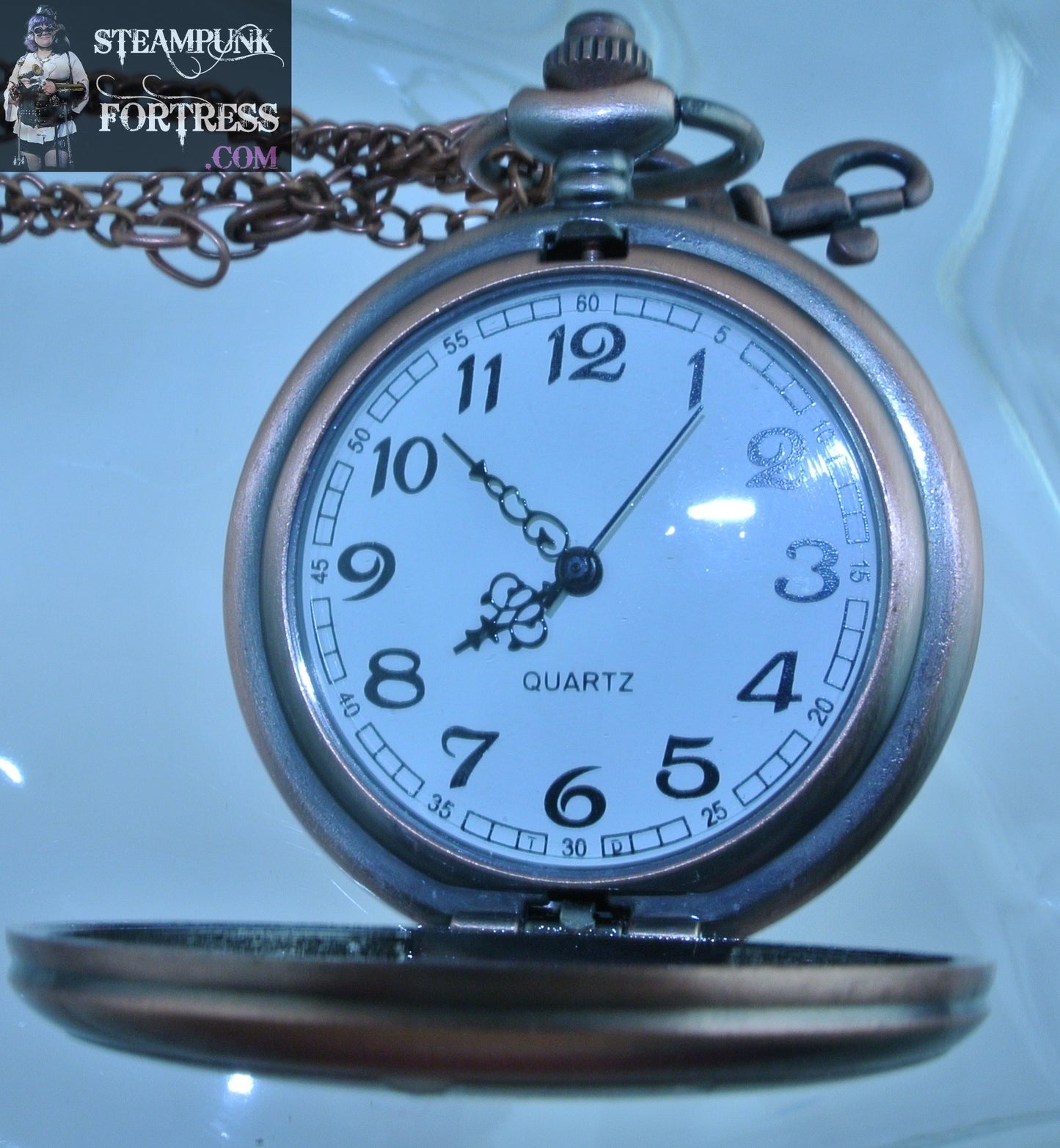 COPPER OCTOPUS WORKING POCKETWATCH POCKET WATCH CHAIN CLASP STARR WILDE STEAMPUNK FORTRESS