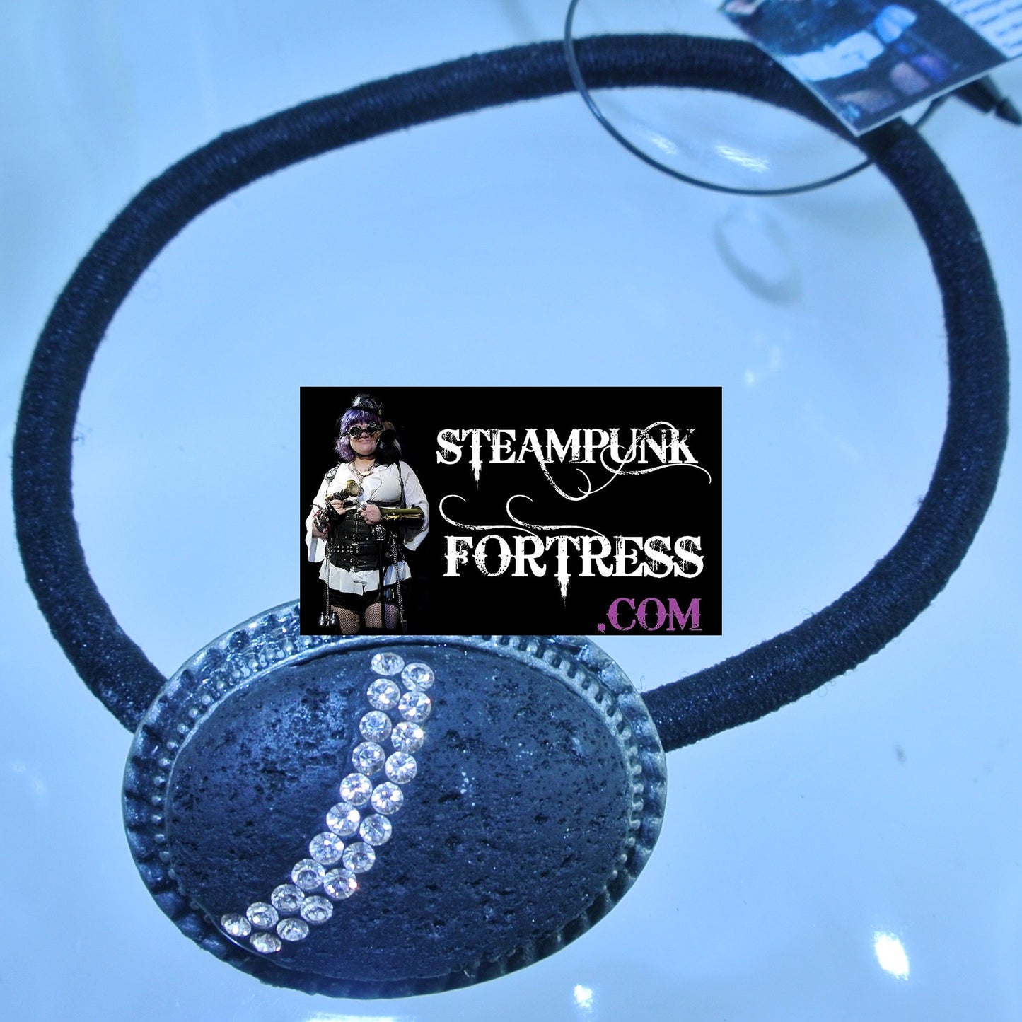 PONYTAIL HOLDER LAVA ROCK CLEAR SWAROVSKI CRYSTALS STARR WILDE STEAMPUNK FORTRESS