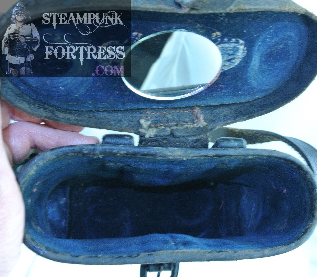 BLACK LEATHER 2 GEARS 2 MOVEMENTS WATCH CLOCK EMPTY WINGS PORCELAIN DIAL PROPELLER PURSE STARR WILDE STEAMPUNK FORTRESS