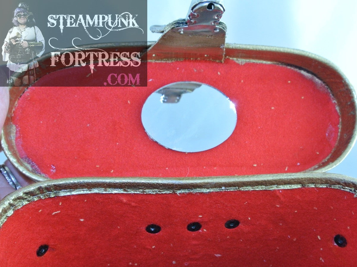 GOLD 3 PORCELAIN DIALS FRONT SILVER MOVEMENT WATCH CLOCK FACES TOP CHAIN PURSE STARR WILDE STEAMPUNK FORTRESS