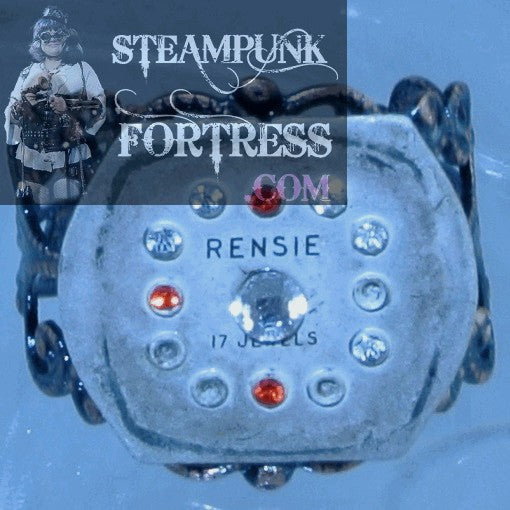 COPPER FACE RENSIE DIAL CLOCK WATCH AUTHENTIC GENUINE PARTS CLEAR SWAROVSKI CRYSTAL FILIGREE ADJUSTABLE RING STARR WILDE STEAMPUNK FORTRESS
