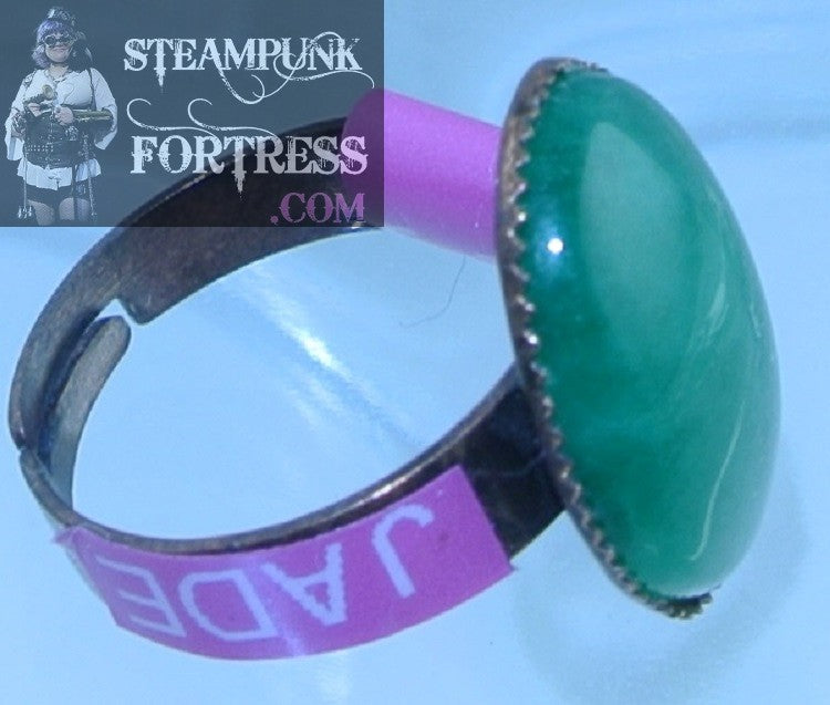 COPPER JADE GEMSTONES STONE 13MM X 18MM ADJUSTABLE RING STARR WILDE STEAMPUNK FORTRESS