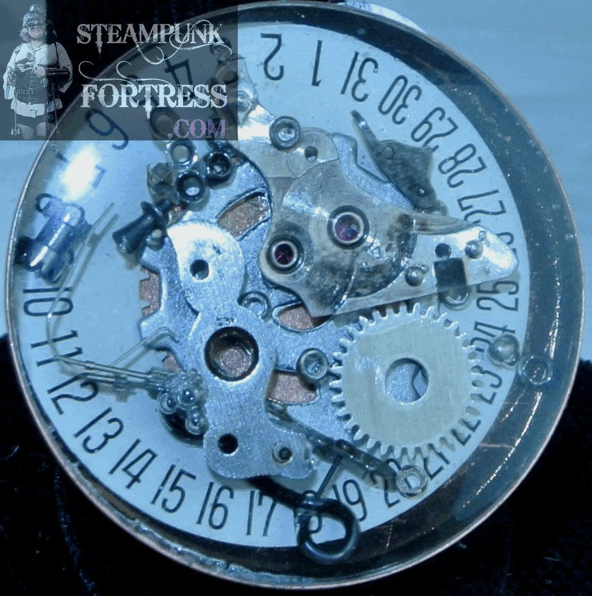 COPPER 1" ROUND DATE DIAL AUTHENTIC GENUINE WATCH FACE SILVER WATCH CLOCK GEARS PEACOCK ADJUSTABLE RING STARR WILDE STEAMPUNK FORTRESS