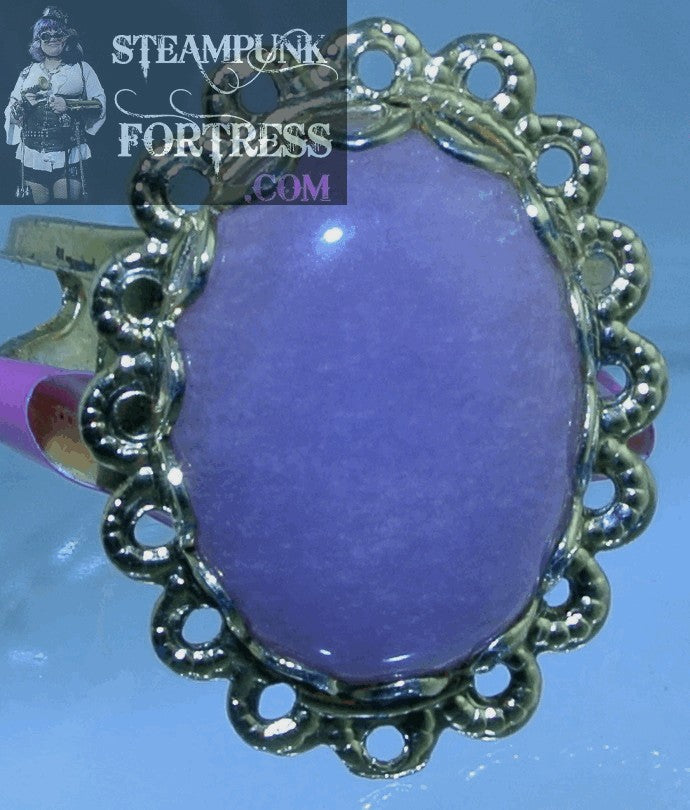 GOLD JADE LAVENDER GEMSTONES STONE LACE EDGE FILIGREE ADJUSTABLE RING STARR WILDE STEAMPUNK FORTRESS