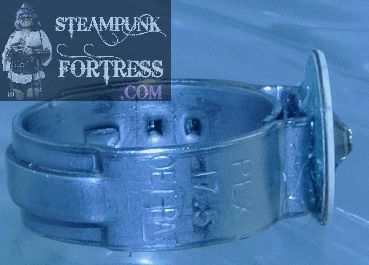 SILVER FACE PEX PORCELAIN SECOND DIAL AUTHENTIC GENUINE CLOCK WATCH GREIGE SWAROVSKI CRYSTAL ADJUSTABLE RING STARR WILDE STEAMPUNK FORTRESS