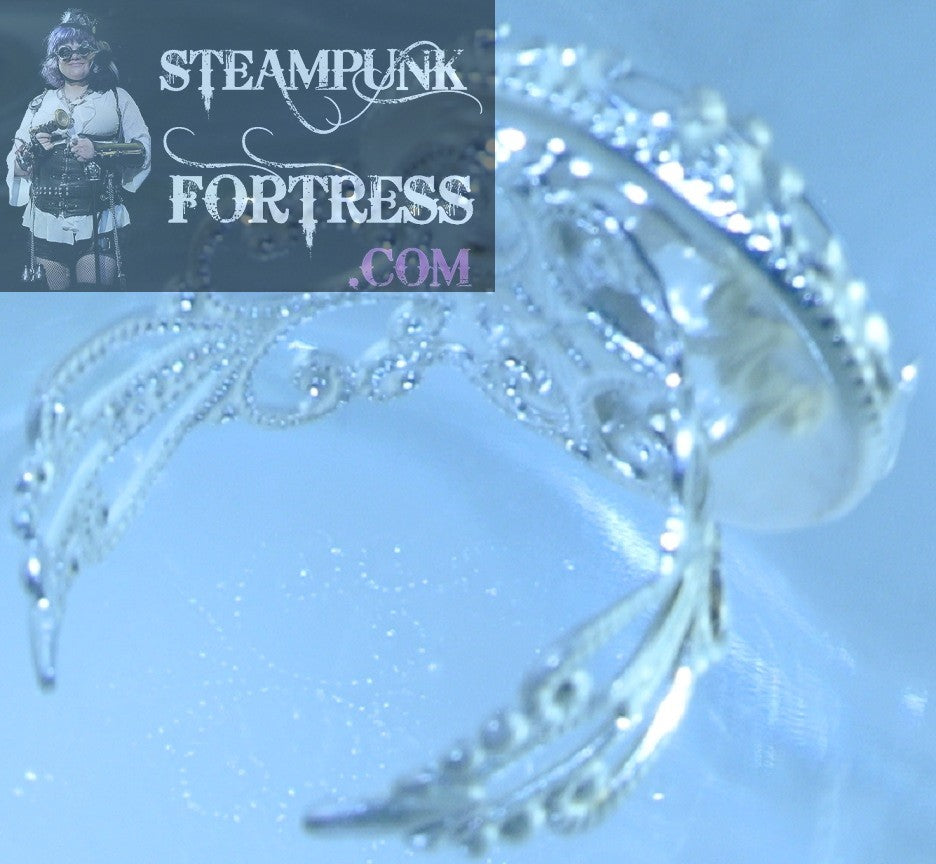 SILVER FILIGREE YELLOW ORANGE PINK EYE CAT PUPIL LIZARD DRAGON ADJUSTABLE RING STARR WILDE STEAMPUNK FORTRESS