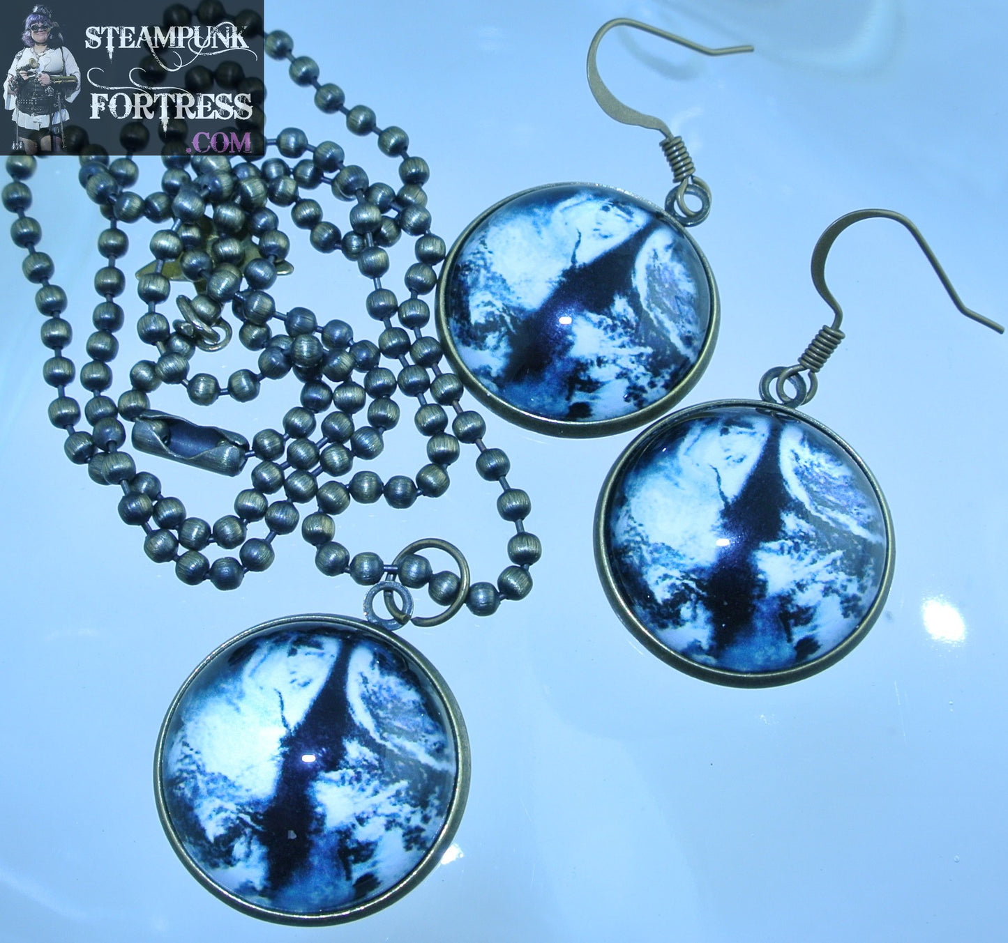 BRASS EYE GREENISH GREY BLACK CAT DRAGON LIZARD PUPIL 20MM NECKLACE SET AVAILABLE HALLOWEEN COSPLAY COSTUME STARR WILDE STEAMPUNK FORTRESS