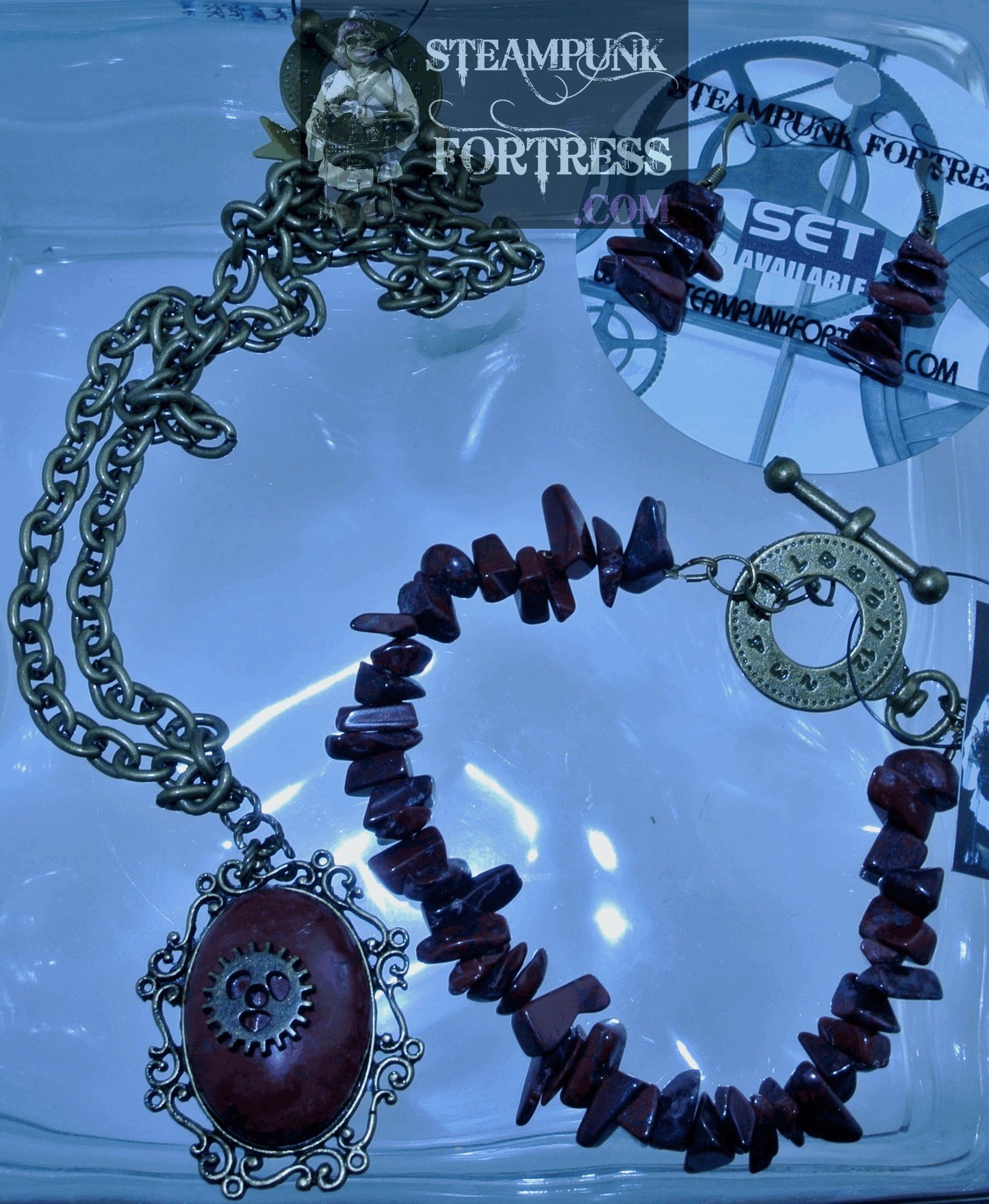 BRASS JASPER BRECCIATED GEMSTONES STONES CHIPS BRACELET SET AVAILABLE STARR WILDE STEAMPUNK FORTRESS