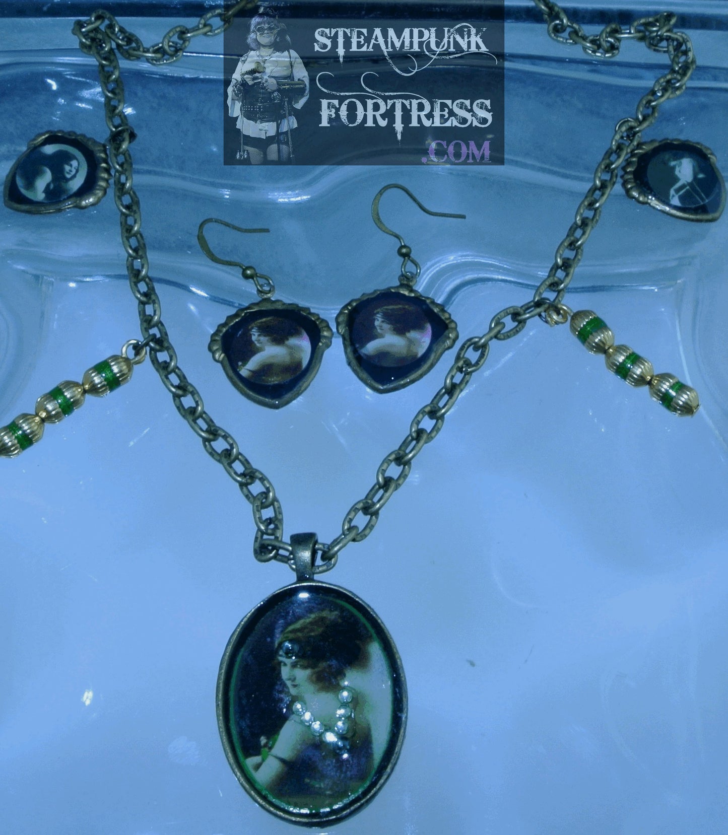 BRASS SHIELD VINTAGE LADIES FLAPPER BACK TO US BRASS PIERCED EARRINGS SET AVAILABLE STARR WILDE STEAMPUNK FORTRESS