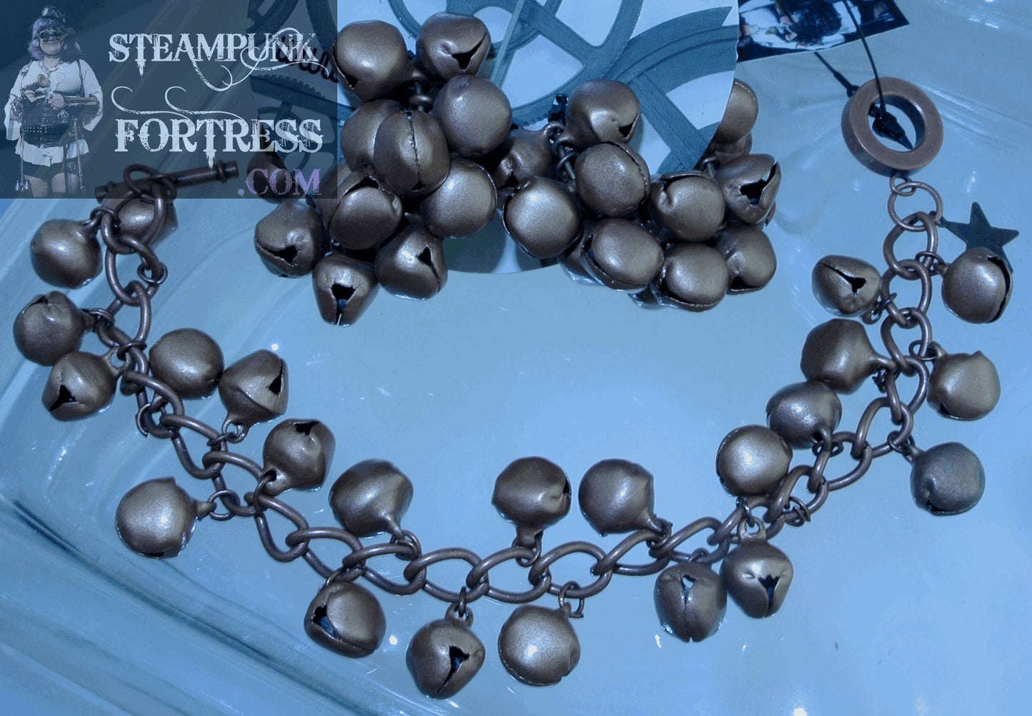 COPPER BRIGHT 20 COPPER BELLS GOLD HOOPS PIERCED EARRINGS JINGLE BELLY DANCER COSTUME HALLOWEEN GYPSY SET AVAILABLE STARR WILDE STEAMPUNK FORTRESS