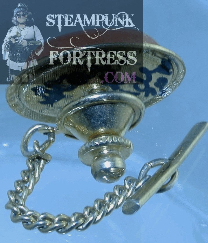 TIE TACK GOLD CARNELIAN GEMSTONE GEM STONE OVAL GOLD PIN BROOCH STARR WILDE STEAMPUNK FORTRESS