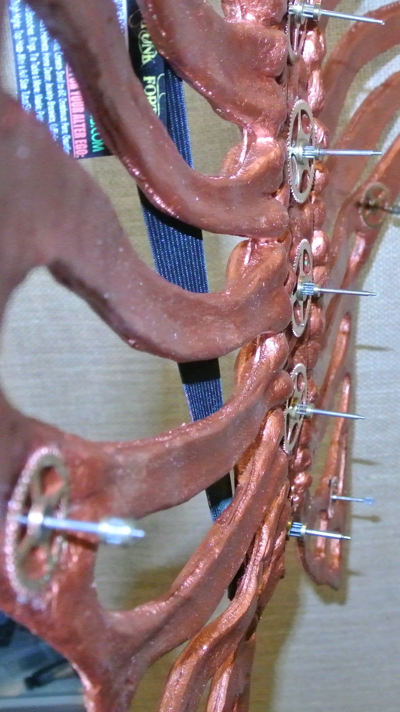 WINGS SKELETON COPPER 11 LARGE BRASS GEARS WATCH CLOCK DOWN SPINE WINGS STARR WILDE STEAMPUNK FORTRESS COSTUME COSPLAY RIB CAGE HALLOWEEN