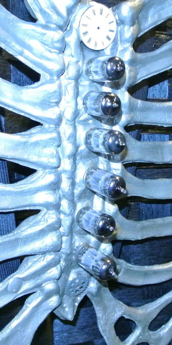 WINGS SKELETON PEWTER SILVER PORCELAIN DIAL TOP 6 ROCKETS GEAR WATCH CLOCK WINGS STARR WILDE STEAMPUNK FORTRESS RIB CAGE COSPLAY COSTUME