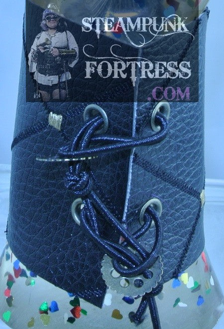 WRISTBAND BLACK DIAMOND VEGAN FAUX LEATHER BRASS EYELETS BRASS ROUND WATCH CLOCK GEARS CUFF WRIST BAND STARR WILDE STEAMPUNK FORTRESS SET AVAILABLE BESPOKE CUSTOM SIZING AVAILABLE