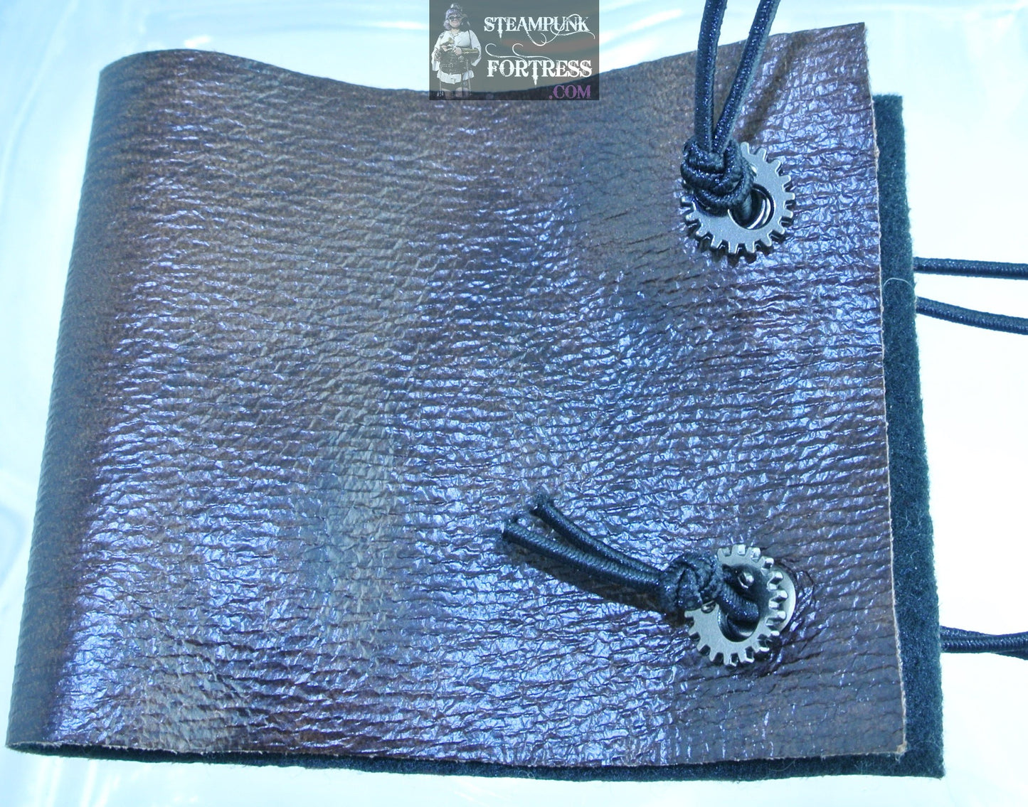 WRISTBAND BROWN PLAIN VEGAN FAUX LEATHER VINYL GUNMETAL WATCH CLOCK GEARS CUFF WRIST BAND STARR WILDE STEAMPUNK FORTRESS BESPOKE CUSTOM SIZING AVAILABLE