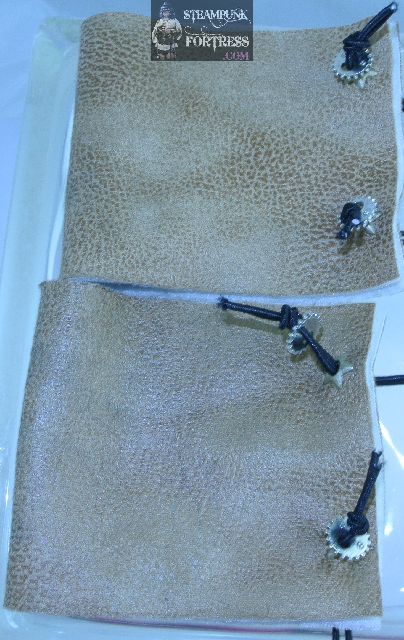 WRISTBAND XL TAN MOLESKIN SILVER STAR EYELETS SILVER OPEN WATCH CLOCK GEARS WRIST BAND STARR WILDE STEAMPUNK FORTRESS SET AVAILABLE BESPOKE CUSTOM SIZING AVAILABLE