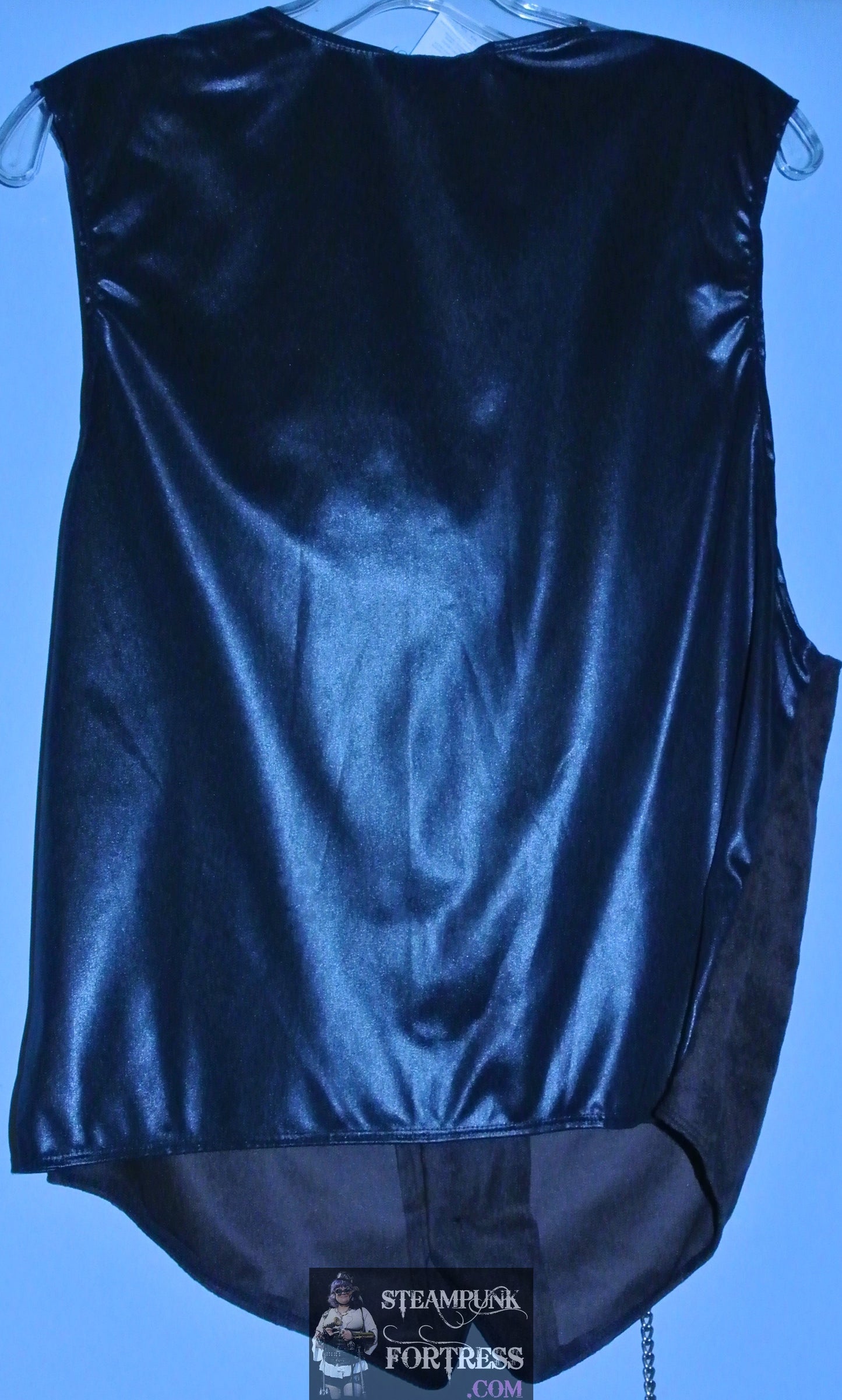 BROWN FAUX SUEDE BLACK VEST BUTTON DOWN COSTUME STEAMPUNK MENS LARGE NEW- MASS PRODUCED