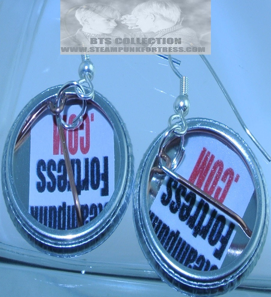 BTS BUTTON EARRINGS V KIM TAEHYUNG RED JACKET TONGUE OUT PIERCED DANGLE DROP