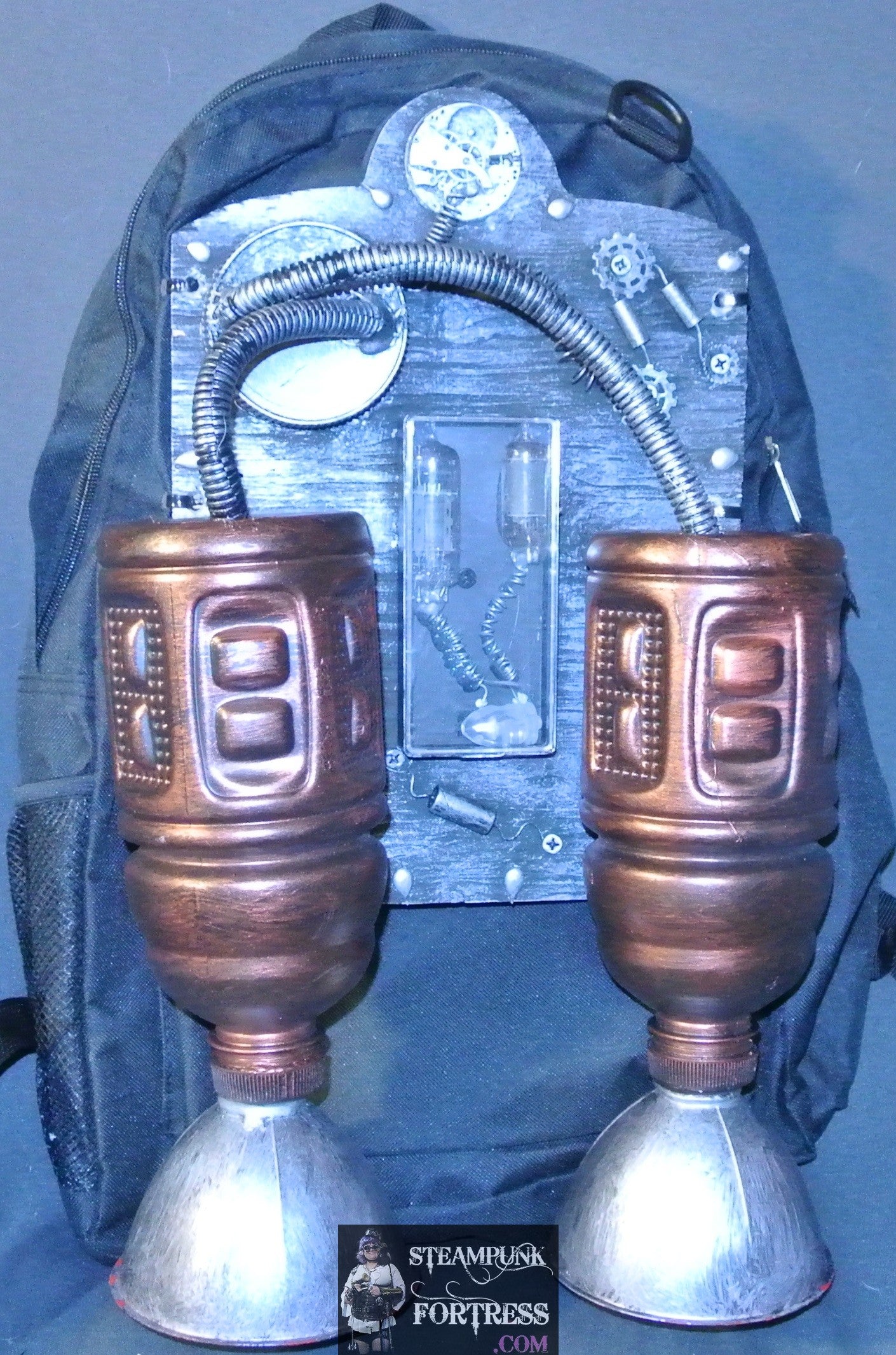 BACKPACK STEAMPUNK PURSE ROCKET PACK BLACK LARGE ROOMY LIGHTS UP DIESELPUNK