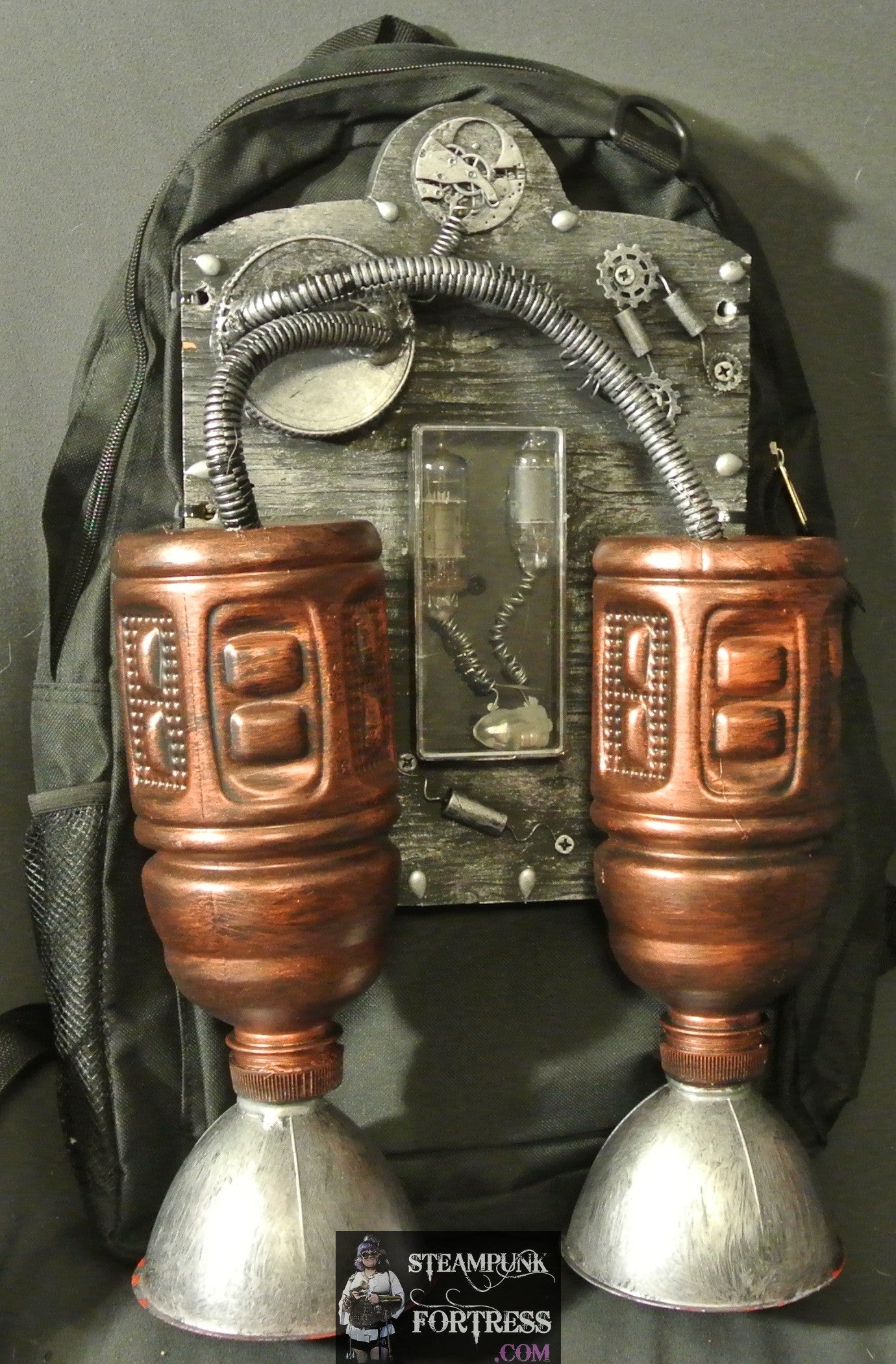 BACKPACK STEAMPUNK PURSE ROCKET PACK BLACK LARGE ROOMY LIGHTS UP DIESELPUNK