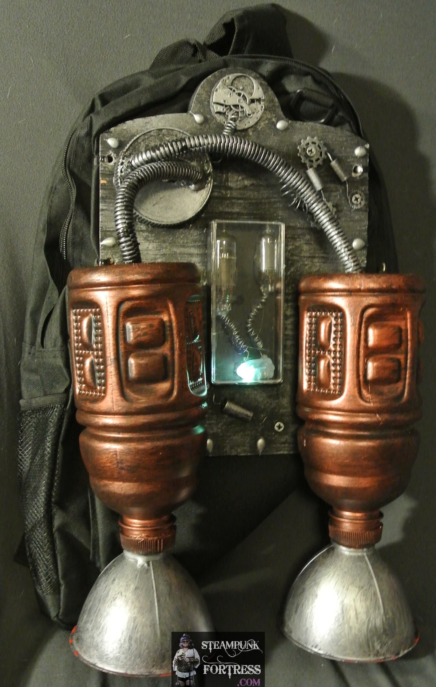 BACKPACK STEAMPUNK PURSE ROCKET PACK BLACK LARGE ROOMY LIGHTS UP DIESELPUNK