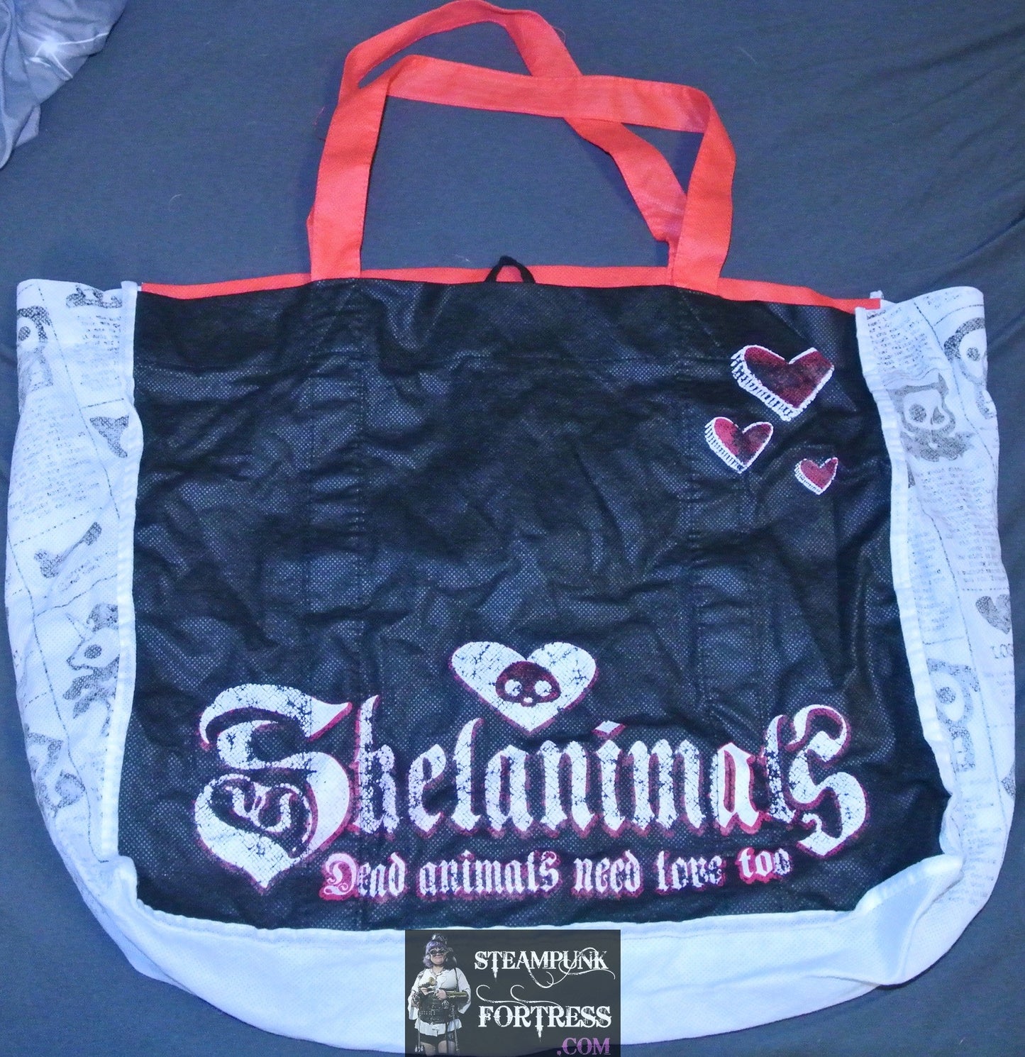 RED WHITE BLACK SKELANIMALS LOVE NEVER DIES SDCC SAN DIEGO COMIC CON TOTE BAG SWAG XL EXTRA LARGE