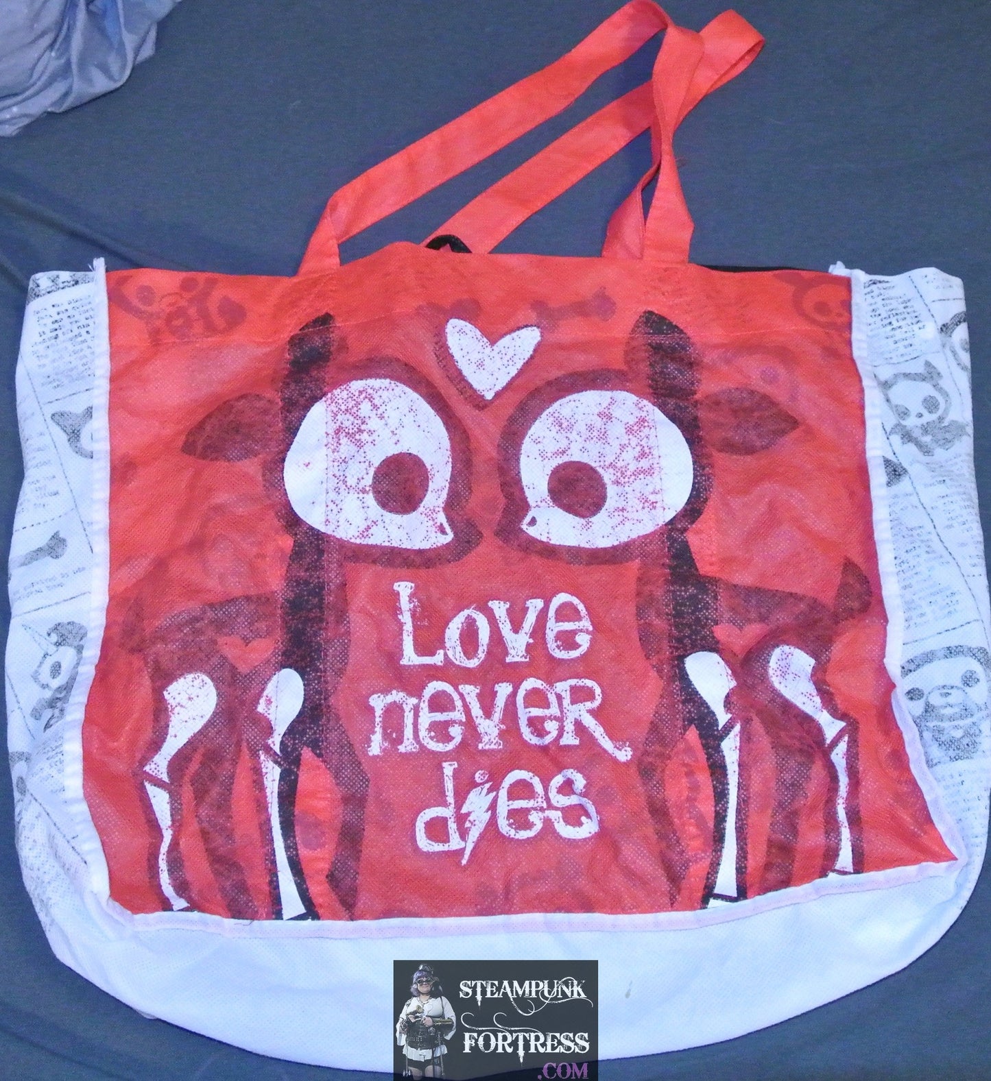 RED WHITE BLACK SKELANIMALS LOVE NEVER DIES SDCC SAN DIEGO COMIC CON TOTE BAG SWAG XL EXTRA LARGE