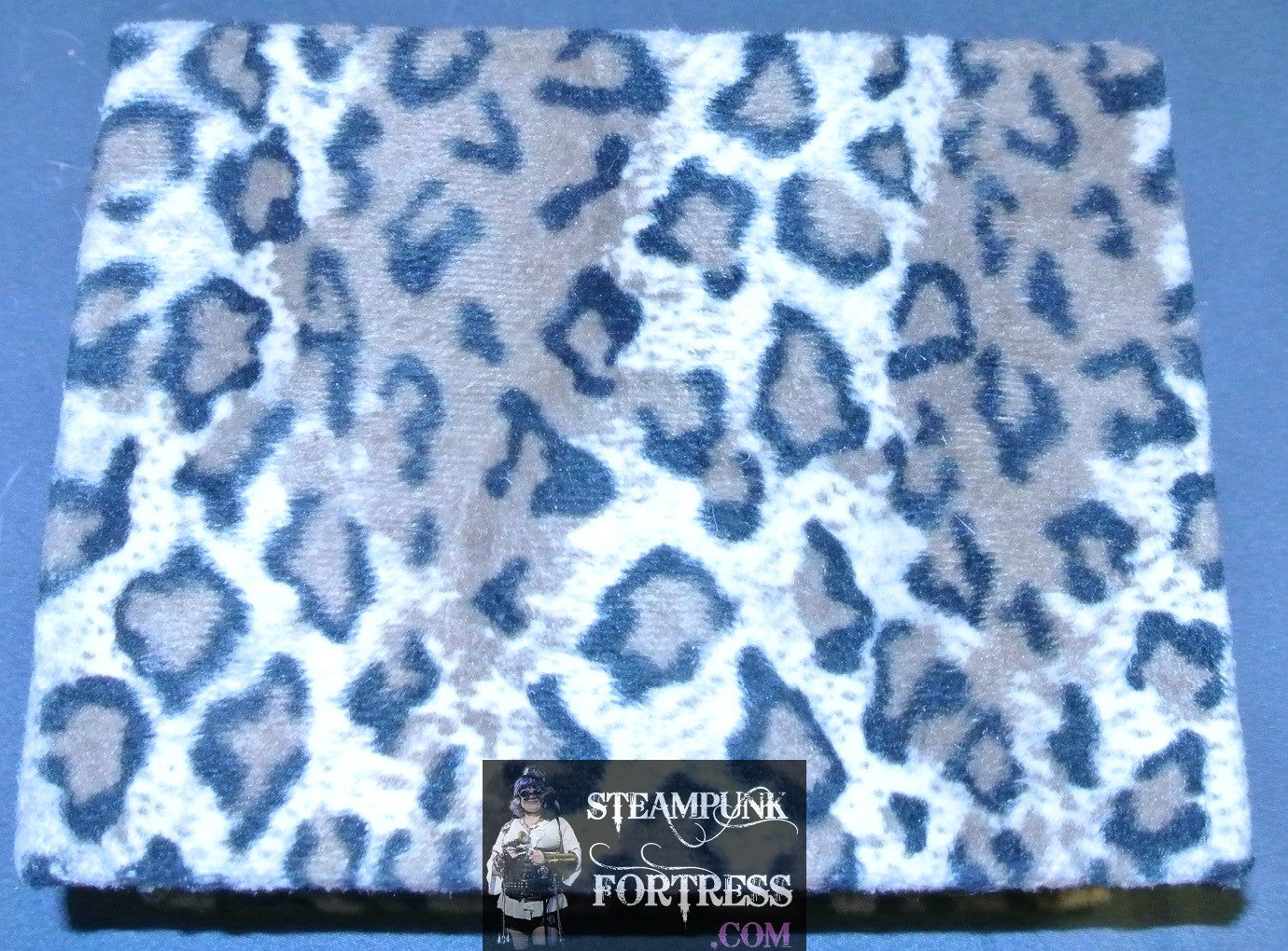 BOX LEOPARD FAUX FUR SATIN LINED MIRROR KEEPSAKE TRINKET JEWELRY